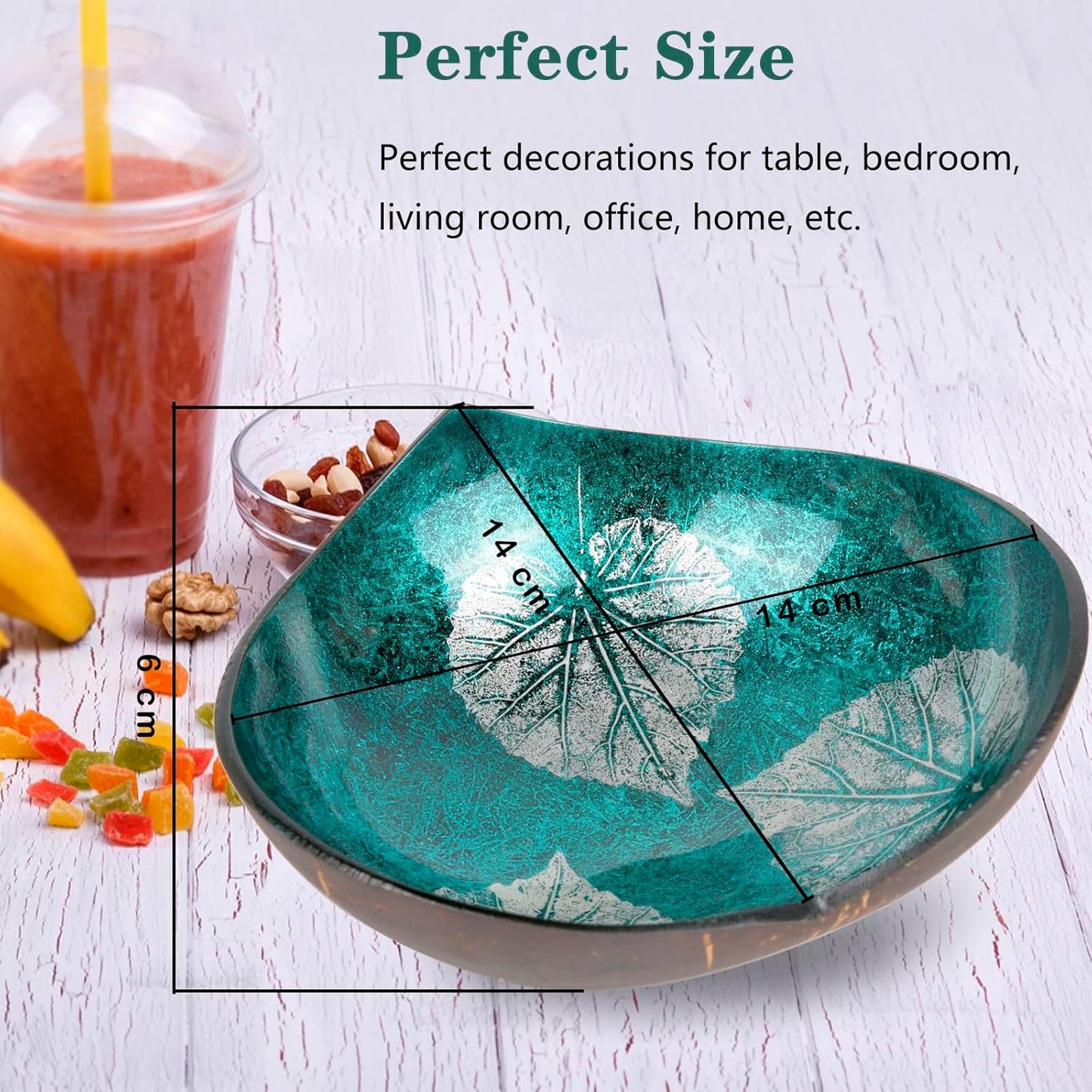 Coconut Bowls Decorative Candy Dish - Heart Acai Bowl, Natural Wooden Candy Dish, Key Bowl Holder for Entryway Table, Yogurt Smoothie Nuts Dessert Container, Rice Fruits Dry Snack Storage Shell Bowls