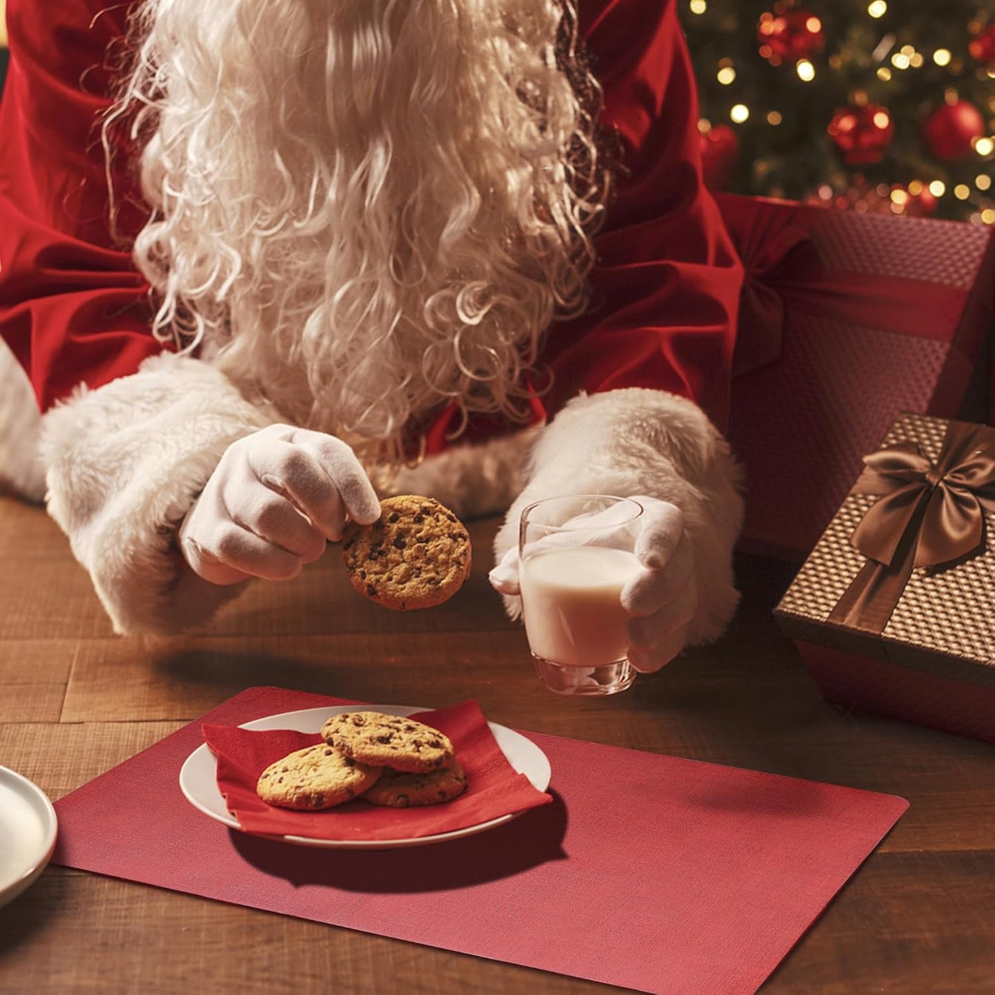 Maxpearl Faux Leather Placemats Set of 6 - Waterproof - Wipe Clean - Heat Resistant - Anti Slip Dining Table Place Mats, Suitable for Indoor & Outdoor Use, 17’’x12’’, Red