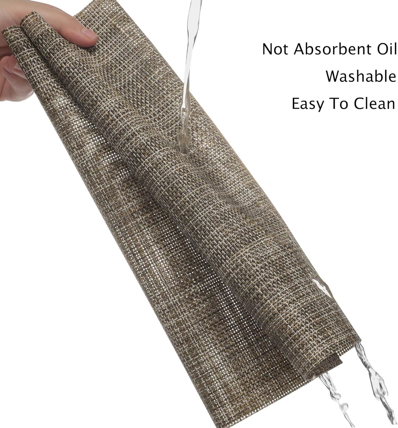 Myir JUN Placemats Set of 6, Vinyl Woven Placemats Place Mats Indoor Washable Table Mats Non-Slip Place mats for Dining Table (Caramel, Set of 6)