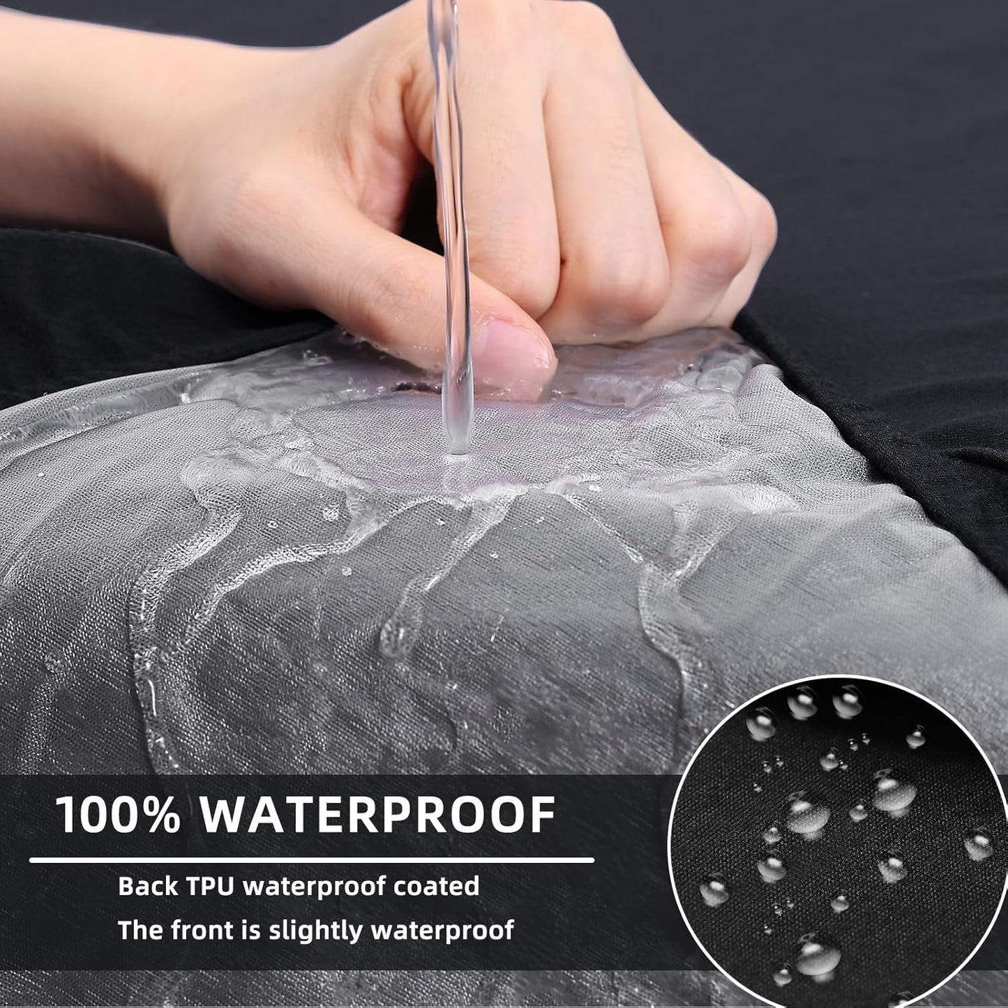 hyha Waterproof Couch Cushion Covers, Stretch Sofa Couch Seat Slipcover for Dog Washable, Non-Slip Waterproof Outdoor Cushion Covers for Patio Furniture Replacement (1 Piece for Small, Black)