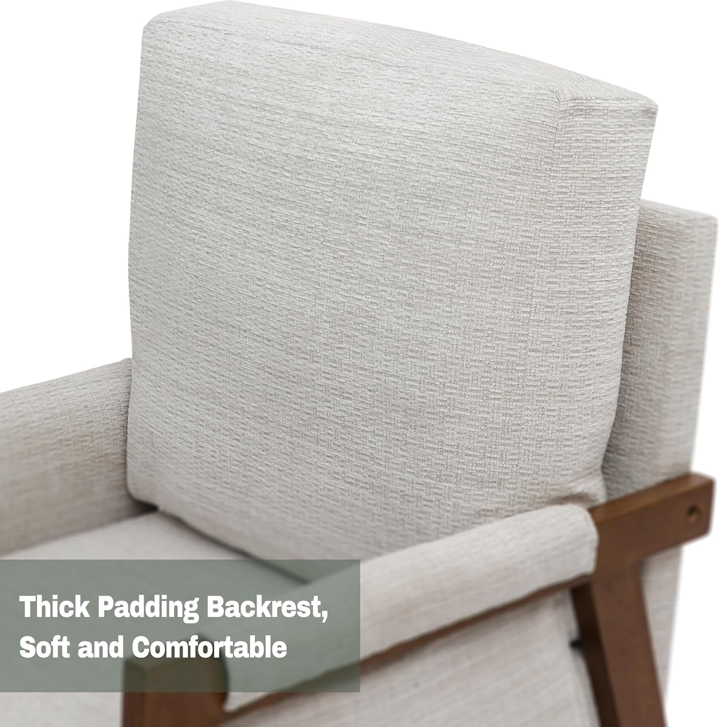 Modern Accent Chairs Set of 2 for Living Room Mid Century Arm Chairs Upholstered Bedroom Chairs Comfy Lounge Chairs with Solid Wood Frame, White