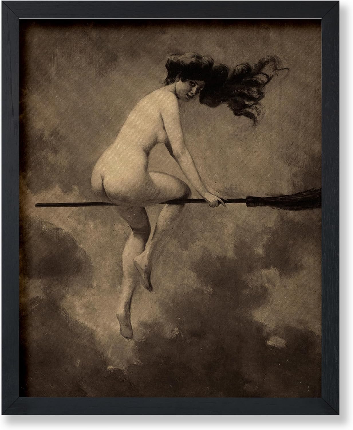 Poster Master Vintage Departure for the Sabbath Poster - Retro Naked Witch Print - Halloween Art - Gift for Men & Women - Gothic Wall Decor for Living Room, Bedroom or Dorm - 11x14 UNFRAMED Wall Art
