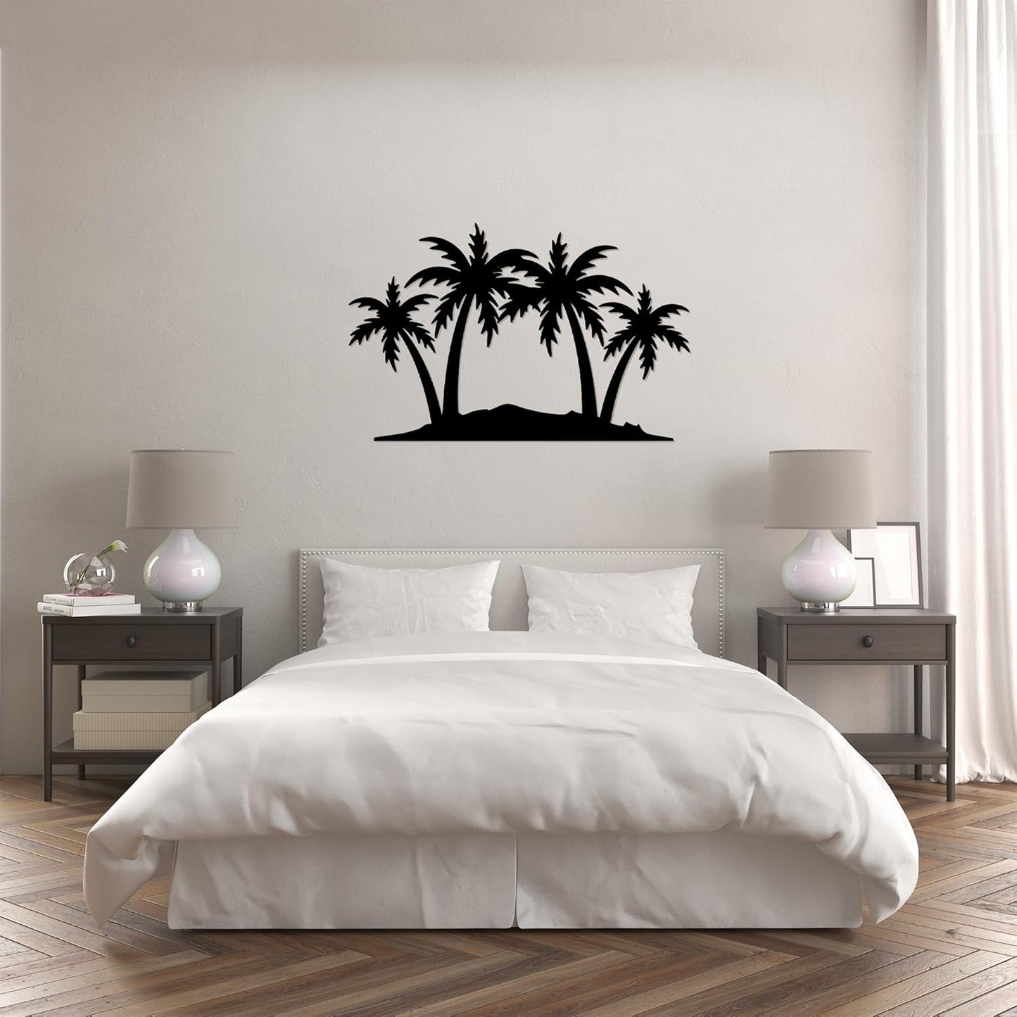 METALPLEX Palm Tree Metal Wall Art - Durable And Rust-free Indoor & Outdoor Aluminum Composite Wall Decor - Home Decor Wall Art For Living Room And Bedroom Decorations - Black (23"x14.7")