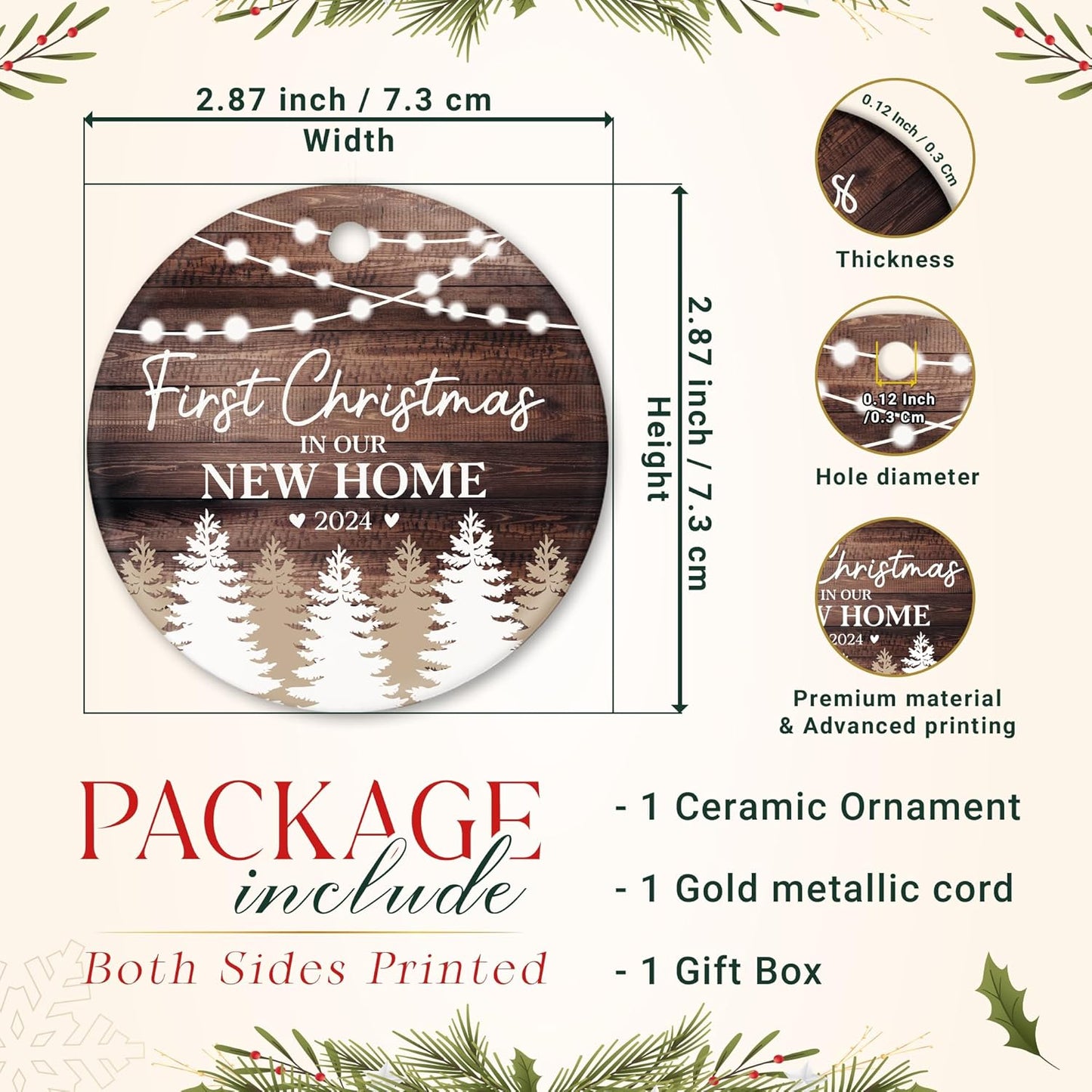First Christmas in New Home Ornament 2024, Housewarming Gifts Ceramic Ornament, New Home Gift Ideas 2024 for Christmas, First Home Presents for Women, Couple