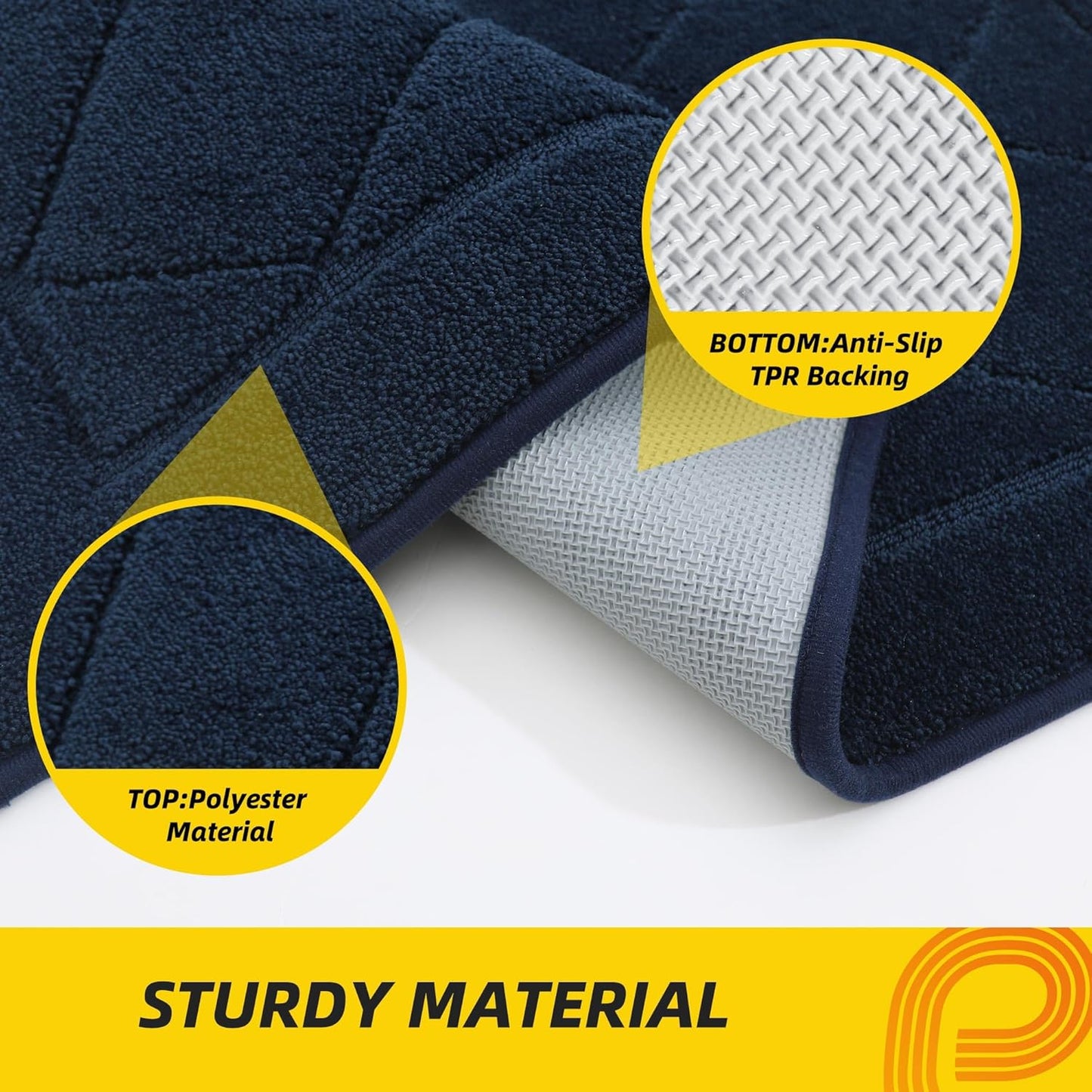 JSEI Dirt Trapper Door Mat 20"x32", Non-Slip Washable Entryway Mats, Dog Door Mat, Stain Resistant and Absorbent Floor Mats, Low Profile Welcome Mat for Front Back Door, Navy Blue