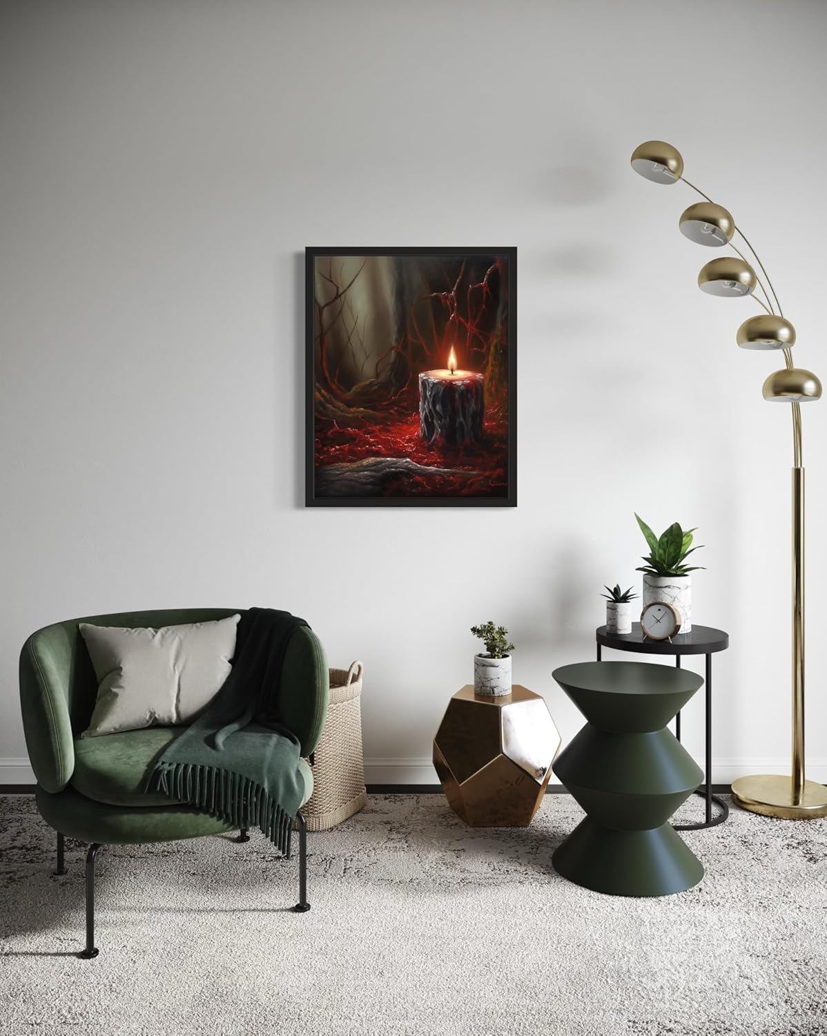 Gothic Candle Poster Art Print, Halloween Scary Vintage Wall Art Academia Spooky Painting Decoration for Horror Prints, Posters Bedroom Decor 89 (Gothic Candle, 11 x 14 inches, Black Frame)