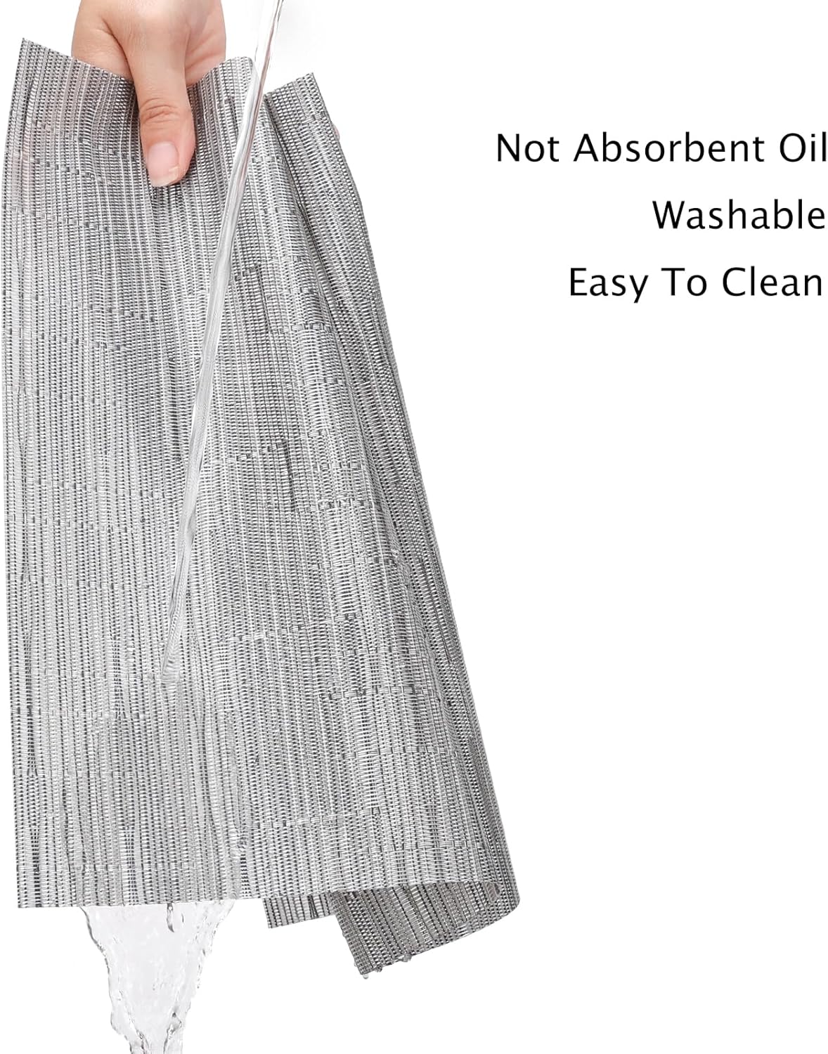 Myir JUN Placemats Set of 6, Vinyl Woven Placemats Place Mats Indoor Washable Table Mats Non-Slip Place mats for Dining Table (Silver, Set of 6)