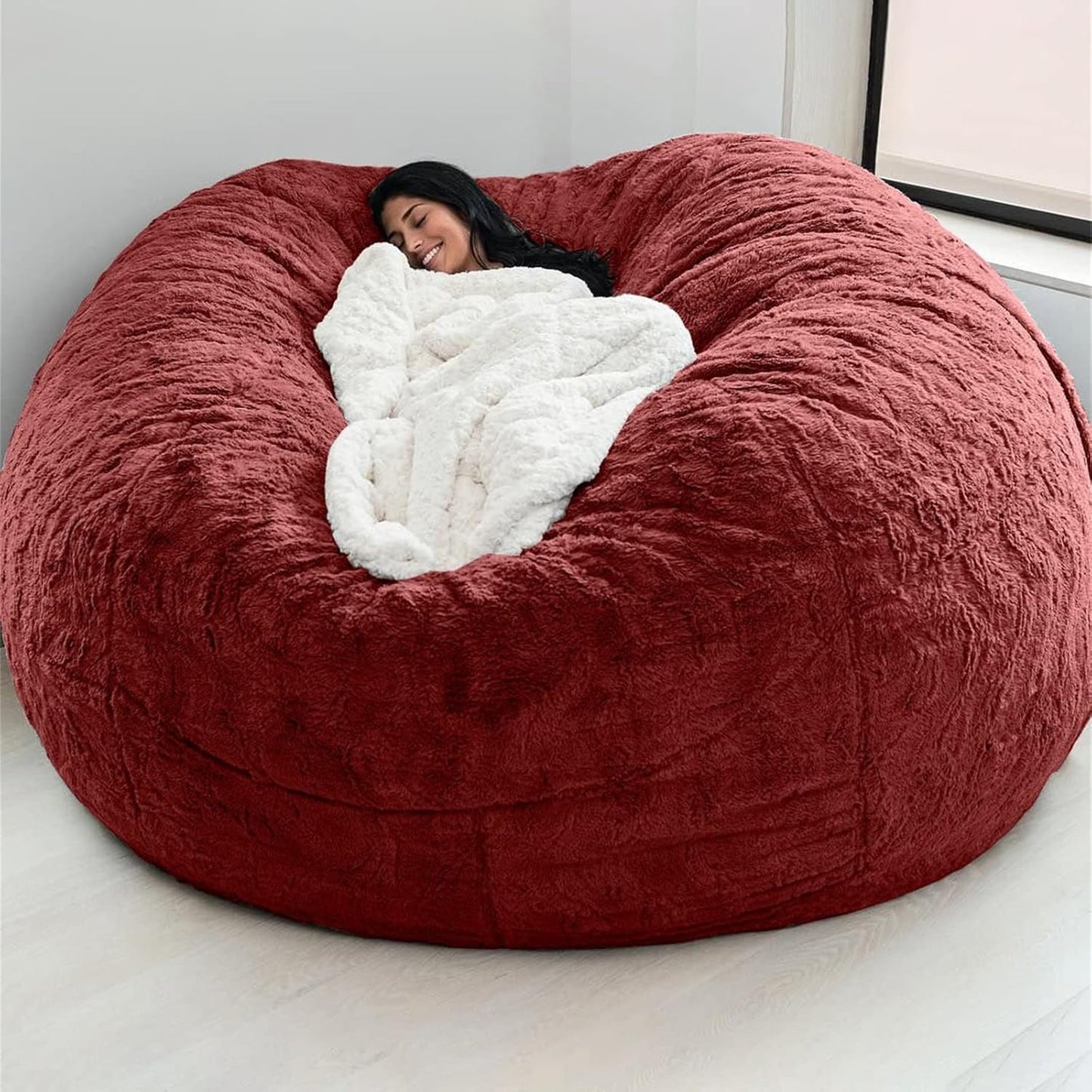 Big Huge Giant Bean Bag Chair for Adults, (No Filler) Bean Bag Chairs in Multiple Sizes and Colors Giant Foam-Filled Furniture - Machine Washable Covers, Double Stitched Seams (Burgundy,5FT)
