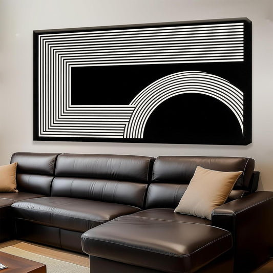 Large Abstract Wall Art Black And White Wall Art Geometric Line Wall Print Painting Artwork Canvas Art Wall Decor Simple Picture Artwork For Living Room Bedroom Office Home Wall Decor 29"X 58"