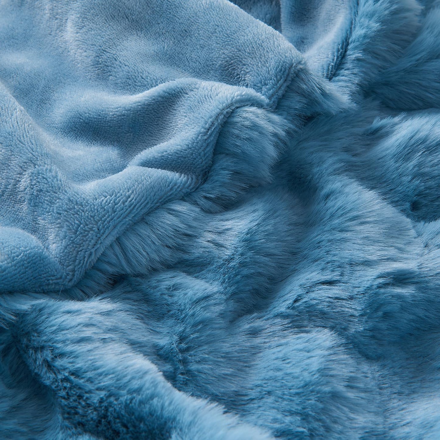 Lotus Karen Faux Fur Throw Blanket Sky Blue - Big Bubble Rabbit Fluff Blanket for Couch Bed Sofa,Softest Fluffy Fuzzy Cozy Blanket,Thick Furry Plush Shaggy Warm Blankets for Women,60x80 Inches