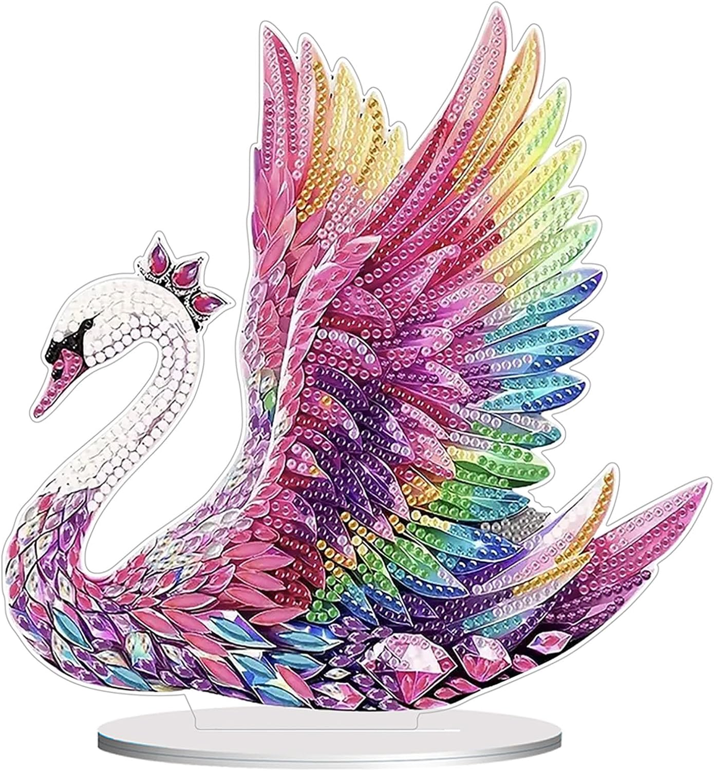 Diamond Painting Kits for Adults Beginners, 5D Full Drill Swan Crystal Art Desktop Ornament, DIY Single Sided Home Office Desk Decor, Creative Craft Gift Set with Tools