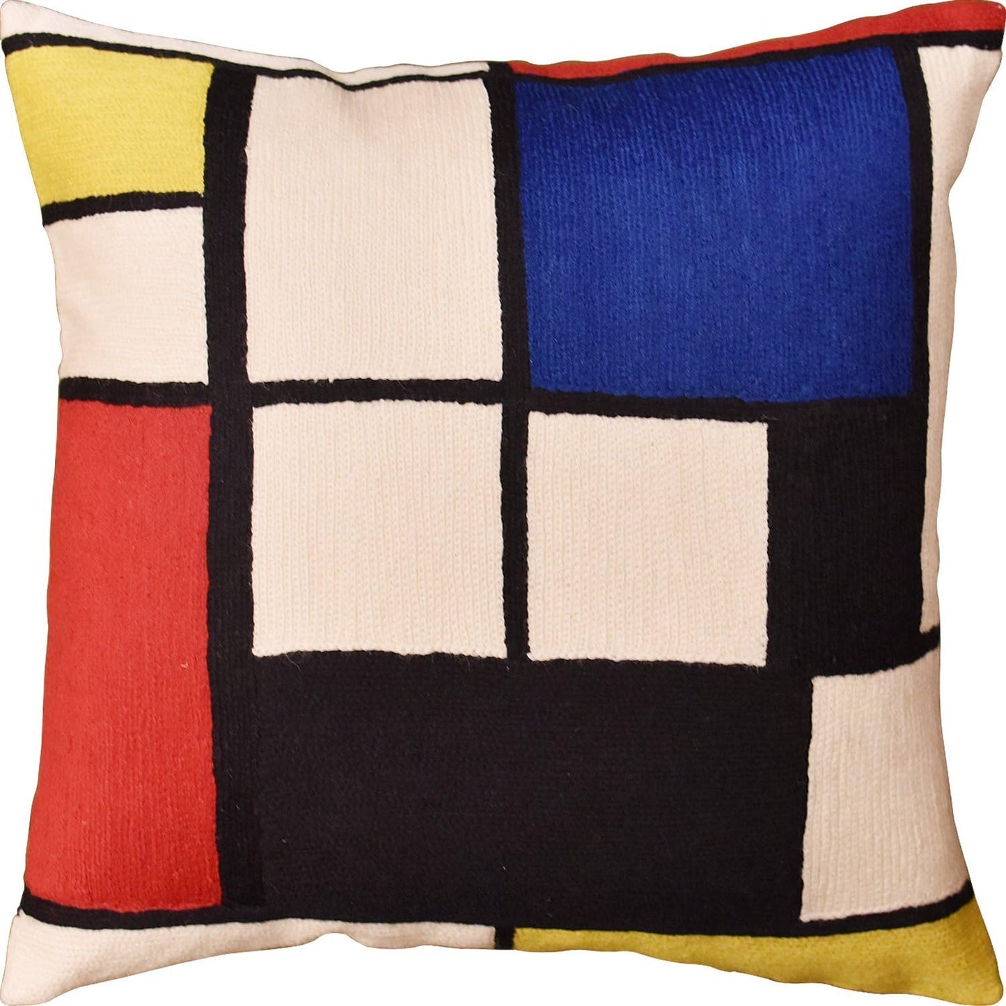 Kandinsky Modern Pillow Cover Red White Blue Black - Tableau Geometric Pillowcase Abstract Chair Cushion Contemporary Outdoor Boho Chair Handmade Wool 18x18