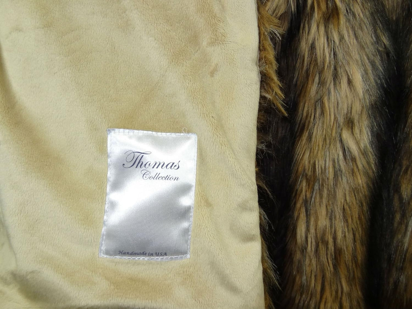Brown Fur Throw Blanket and Bedspread - Brown Wolf Faux Fur - Light & Dark Brown Faux Fur - Luxury Throw Blanket & Bedspread, Handmade in US, 16406