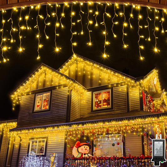 1620LED 164ft Christmas Lights, 360Drops 12 Modes Warm White Christmas String Lights Outdoor Dimmable, Waterproof Christmas Decoration Fairy Lights with Timer for Indoor Eaves Party Patio Window Fence