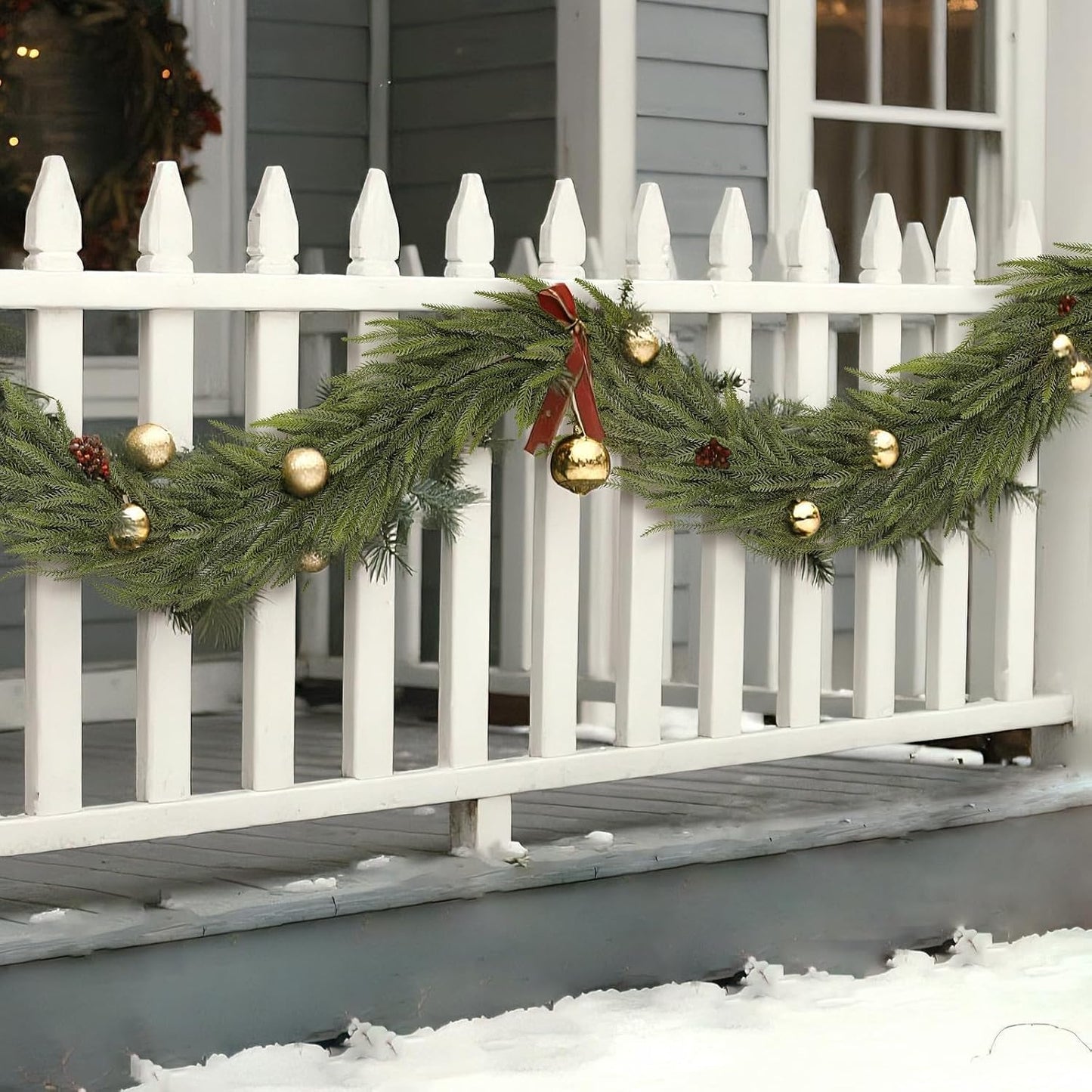 6FT Christmas Norfolk Pine Garland -1PCS, Artificial Pine Needles Garlands Faux Greenery Fake Garland for Holiday Fireplace,Table,Window,Stairs,Mante,Indoor Outdoor Decor