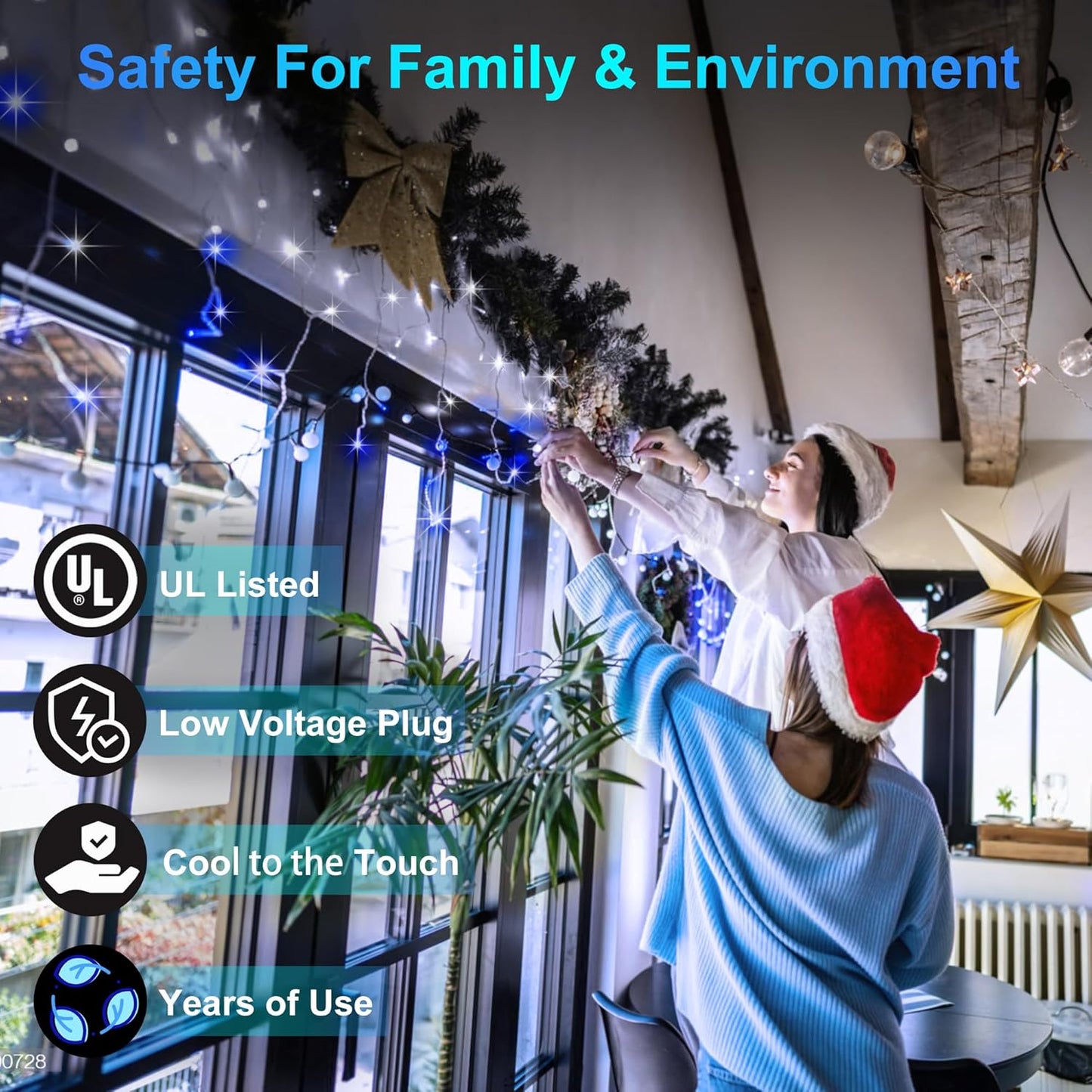 792 LED Christmas Outdoor Lights with 176 Drops, 82ft Hanging Curtain Lights 8 Modes, Christmas Fairy Lighs with Timer & Memory for House Roof Holiday Wedding Christmas Decor Blue & Cool White