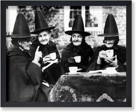 Poster Master Vintage Witches Tea Party Poster - Retro Witchcraft Print - Halloween Art - Gift for Men & Women - Funny Gothic Decor for Living Room, Bedroom, Kitchen or Dorm - 8x10 UNFRAMED Wall Art