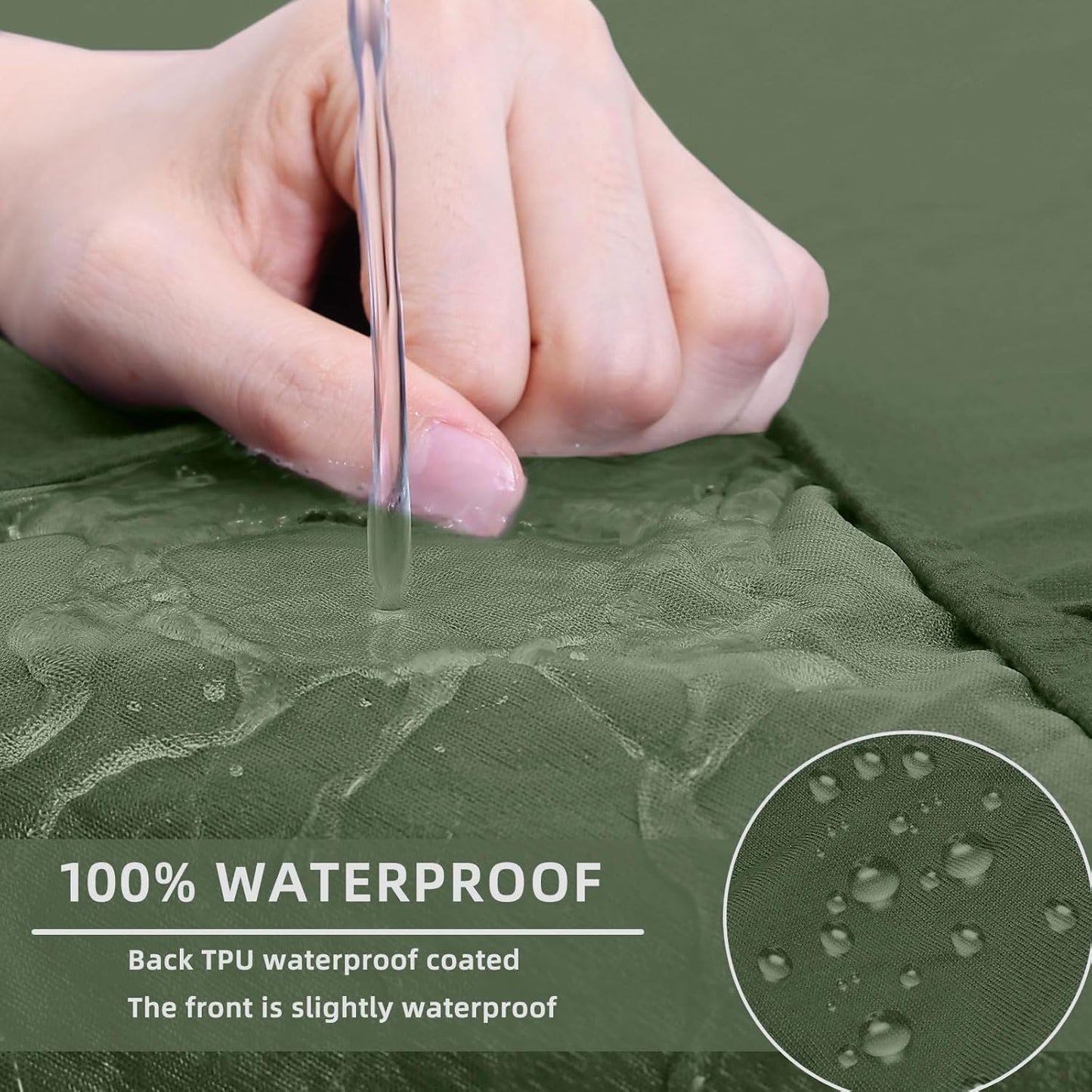 hyha Waterproof Couch Cushion Covers, Stretch Sofa Couch Seat Slipcover for Dog Washable, Non-Slip Waterproof Outdoor Cushion Covers for Patio Furniture Replacement (1 Piece for Medium, Bronze Green)