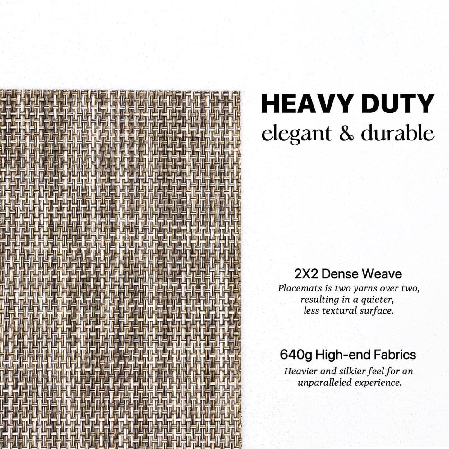 LEXMORE Placemats Set of 4 Vinyl/Plastic Woven Place Mats for Kitchen Table Indoor/Outdoor Washable Placemat Wipeable Dining Table Mats(A-Cappuccino)