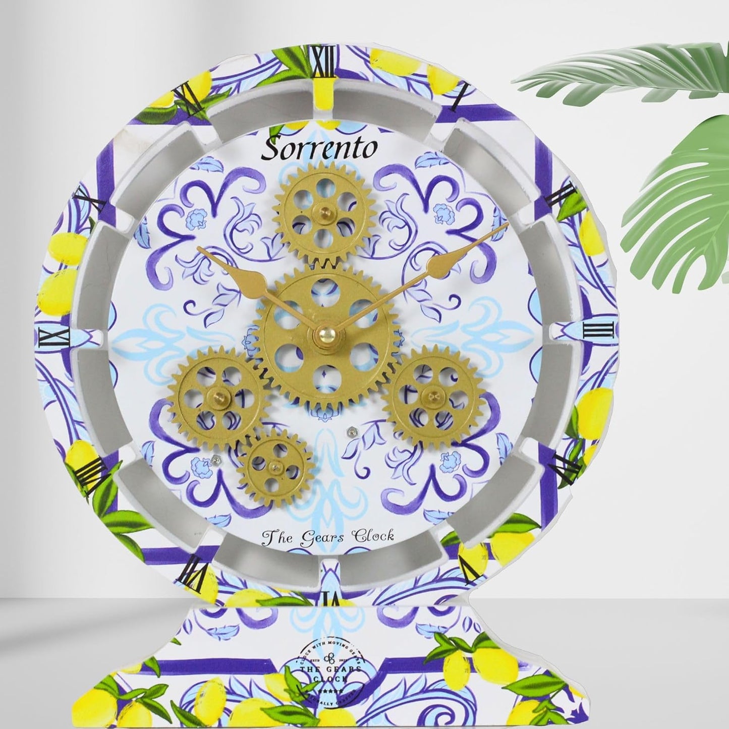 The Gears Clock Wall Clock Italy Collection with Moving Gears (Sorrento, 10 inch Round)