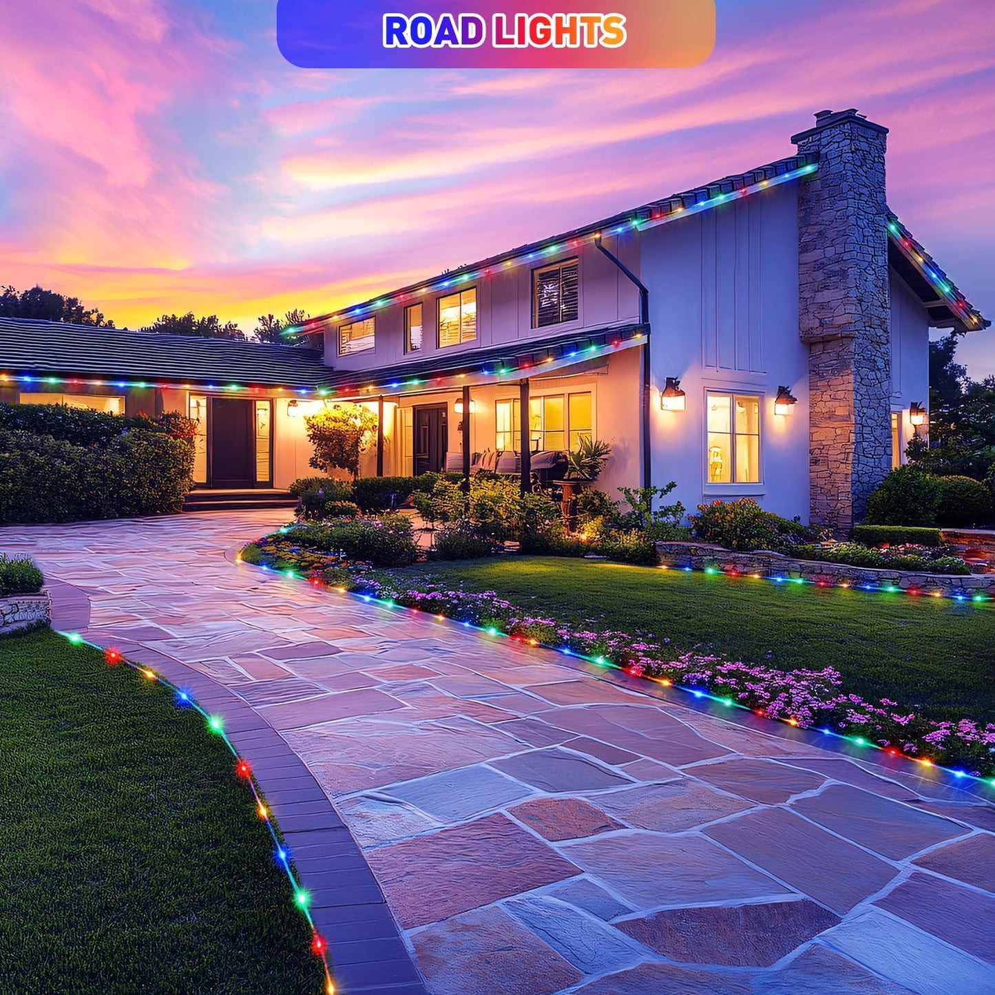 JMEXSUSS 2 Pack 100 LED Solar Rope Lights, IP 65 Solar Rope Lights Outdoor Waterproof, 33ft 8 Modes PVC Tube Trampoline Light for Fence Walkway Path (Multicolor)