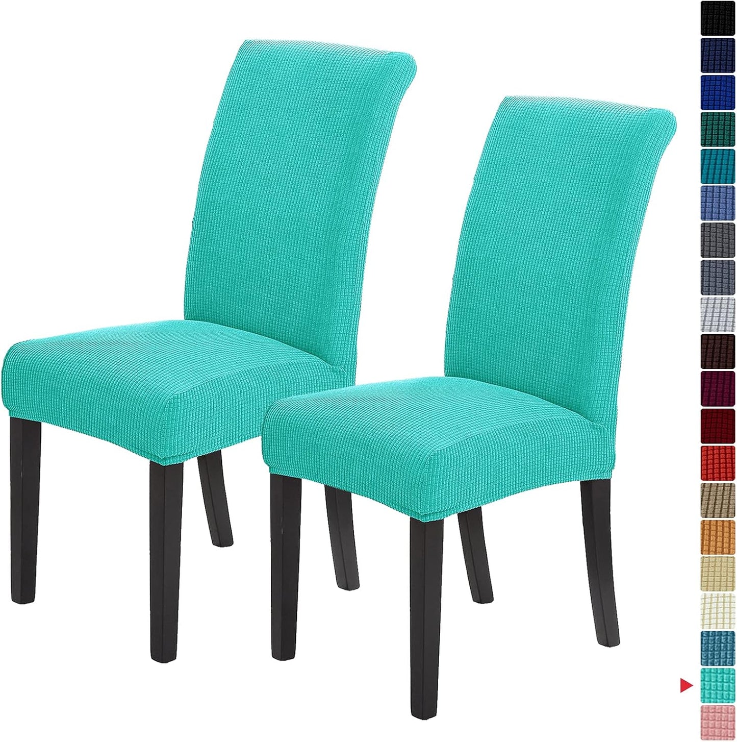 Howhic Stretch Chair Covers for Dining Room Set of 2, Removable Washable Dining Room Chair Covers, Dining Chair Slipcovers Seat Protector, Great for Home and Banquet Decoration (Turquoise, 2 Pack)
