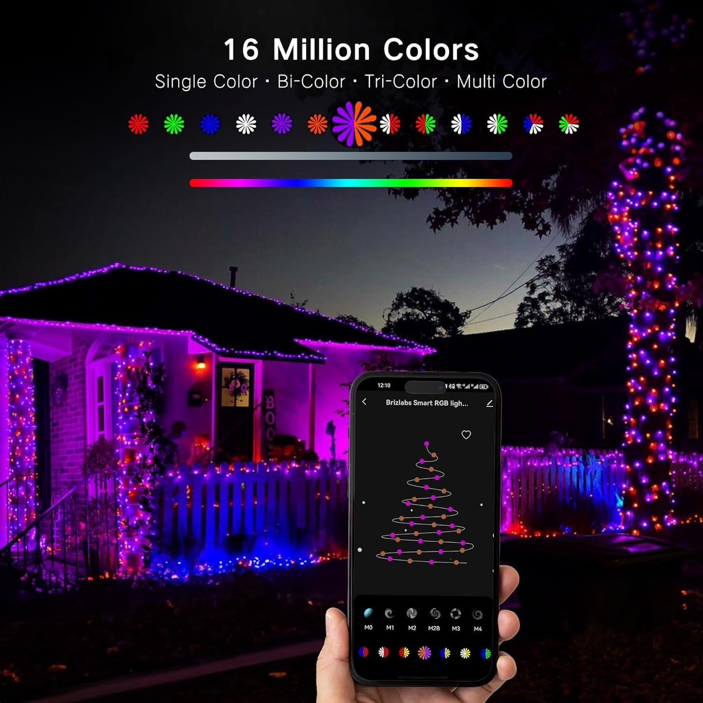 Brizled Smart Christmas Lights, 65ft 198 LED Color Changing Mini Lights, WiFi APP Controlled Xmas Tree Light, Dimmable Christmas Light Work with Alexa Google Home for Indoor Outdoor Year-Round Decor