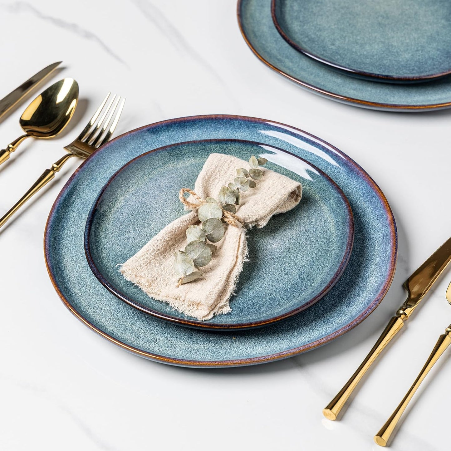 AmorArc Ceramic Dinnerware Sets,Handmade Reactive Glaze Stoneware Plates and Bowls Set,Highly Scratch Resistant | Dishwasher & Microwave Safe Dishes set,Service for 6 (18pc)