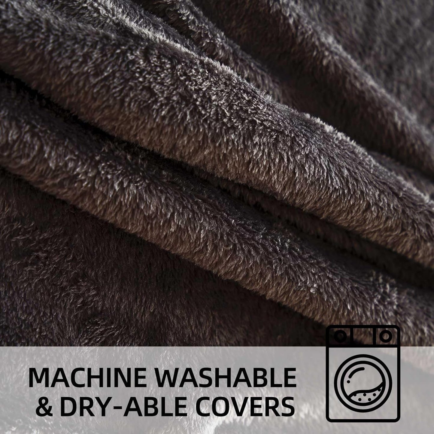 Bean Bag Chair 5Ft, Memory Foam Filled, Large Beanbag Chairs for Adults and Teens, Soft Sofa with Removable Flannel Cover, Round Couch for Living Room Bedroom College Dorm (Black, 5FT-60×60"×24")