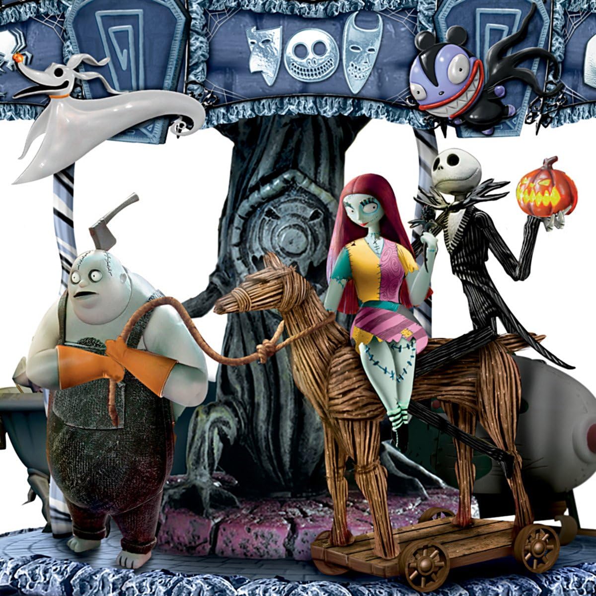 Tim Burton's The Nightmare Before Christmas Rotating Musical Carousel Sculpture: Lights Up