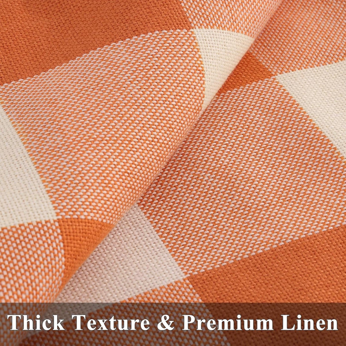 decorUhome Fall Orange and White Decorative Throw Pillow Covers 12x20 Set of 2, Lumbar Buffalo Plaid Check Farmhouse Cushion Covers with Stitched Edge for Autumn Harvest Couch Sofa Bed Home Decor