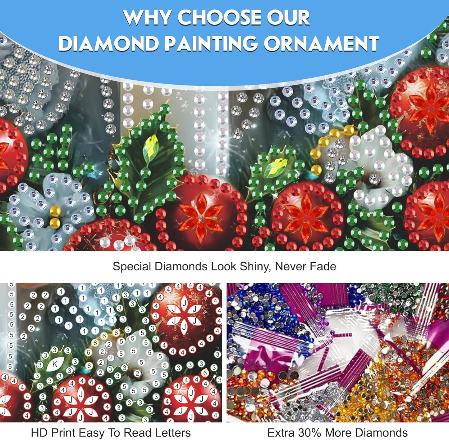 NEWENMO Hanging Diamond Art Kit for Adult, Angels in Heaven, 5D Special Shaped Rhinestone Diamond Painting Ornament, Christmas, DIY Acrylic Diamond Art Painting Window Pendants Home Garden Wall Decor