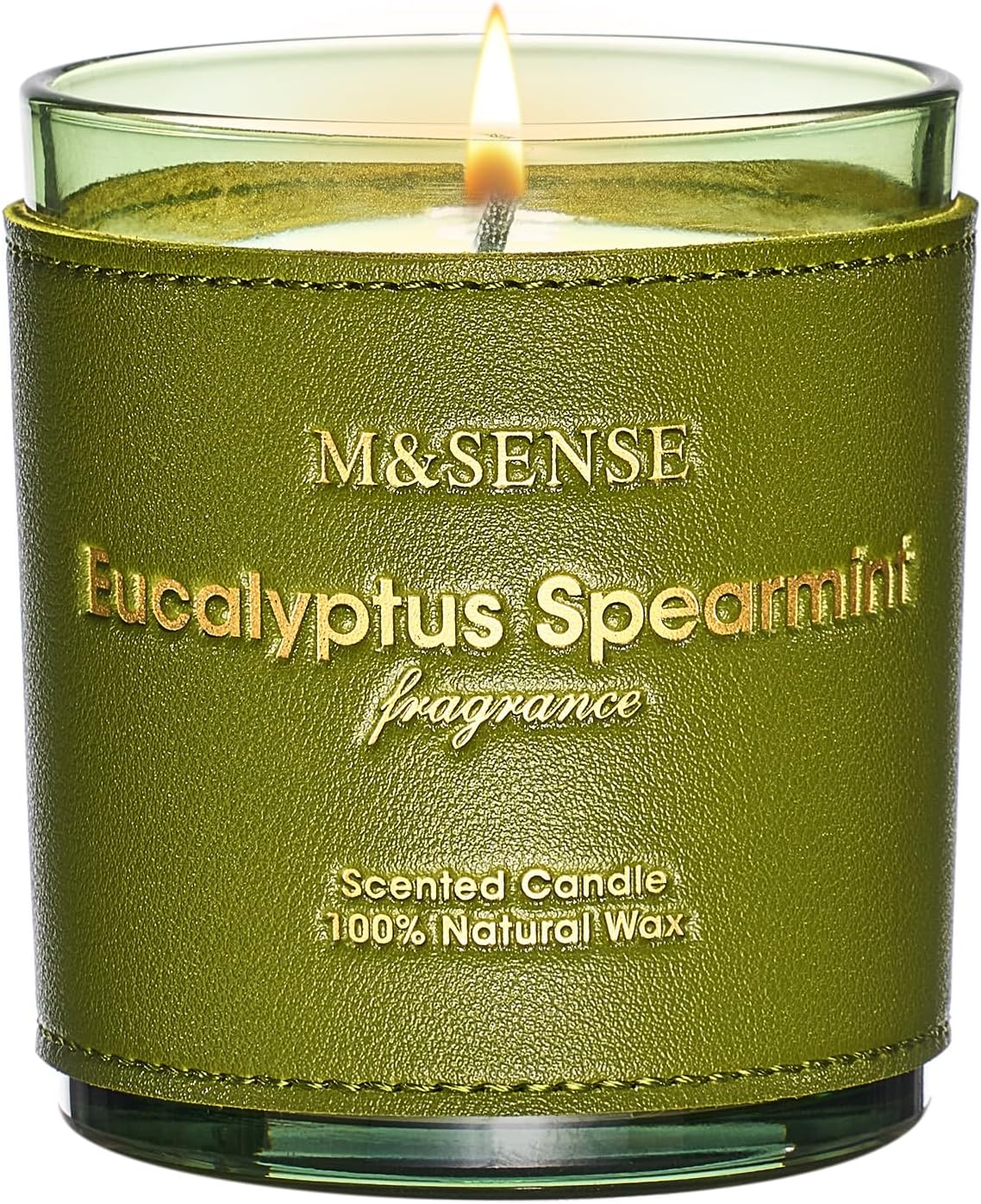 M&SENSE Eucalyptus Mint Scented Vegan Soy Candles, Heavy Scented, 10oz Long Burning 42-Hour Burn Time,Home Fragrance for Stress Relief, Calming, Meditation, Housewarming Gift for Women and Men