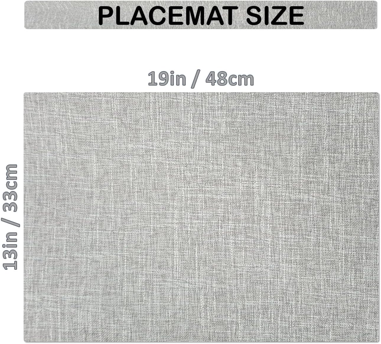 Placemat Set-Washable Place Mats for Parties, Elegant Table Mats for Kitchen Table, Set of 4 Dining Table Placemats, Heat-Resistant Cloth Placemats for Indoor and Outdoor,13x19-Gray