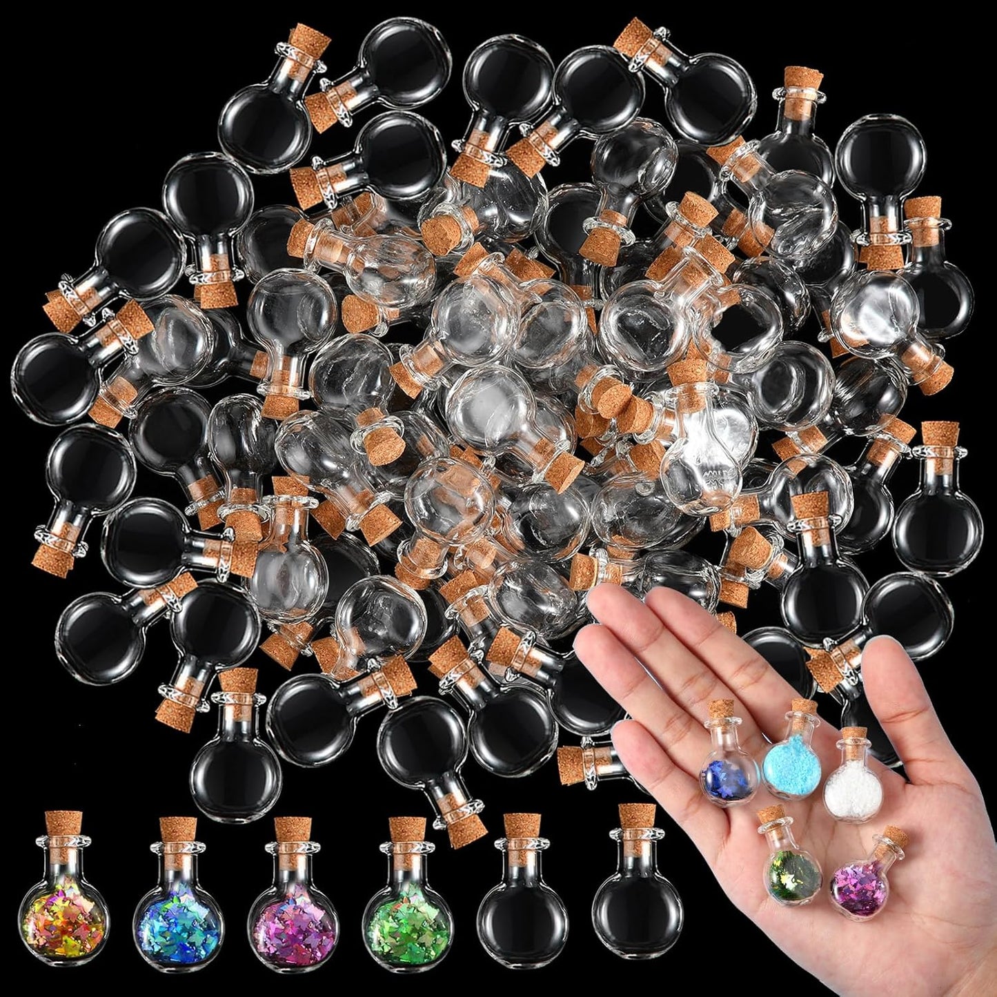 Zhehao 200 Pcs 2 ml Mini Glass Bottles Jars with Cork Stoppers Small Wishing Bottle Tiny Jars with Cork Mini Potion Bottles Clear Drifting Bottle for Wedding Birthday Party DIY Crafts Supplies