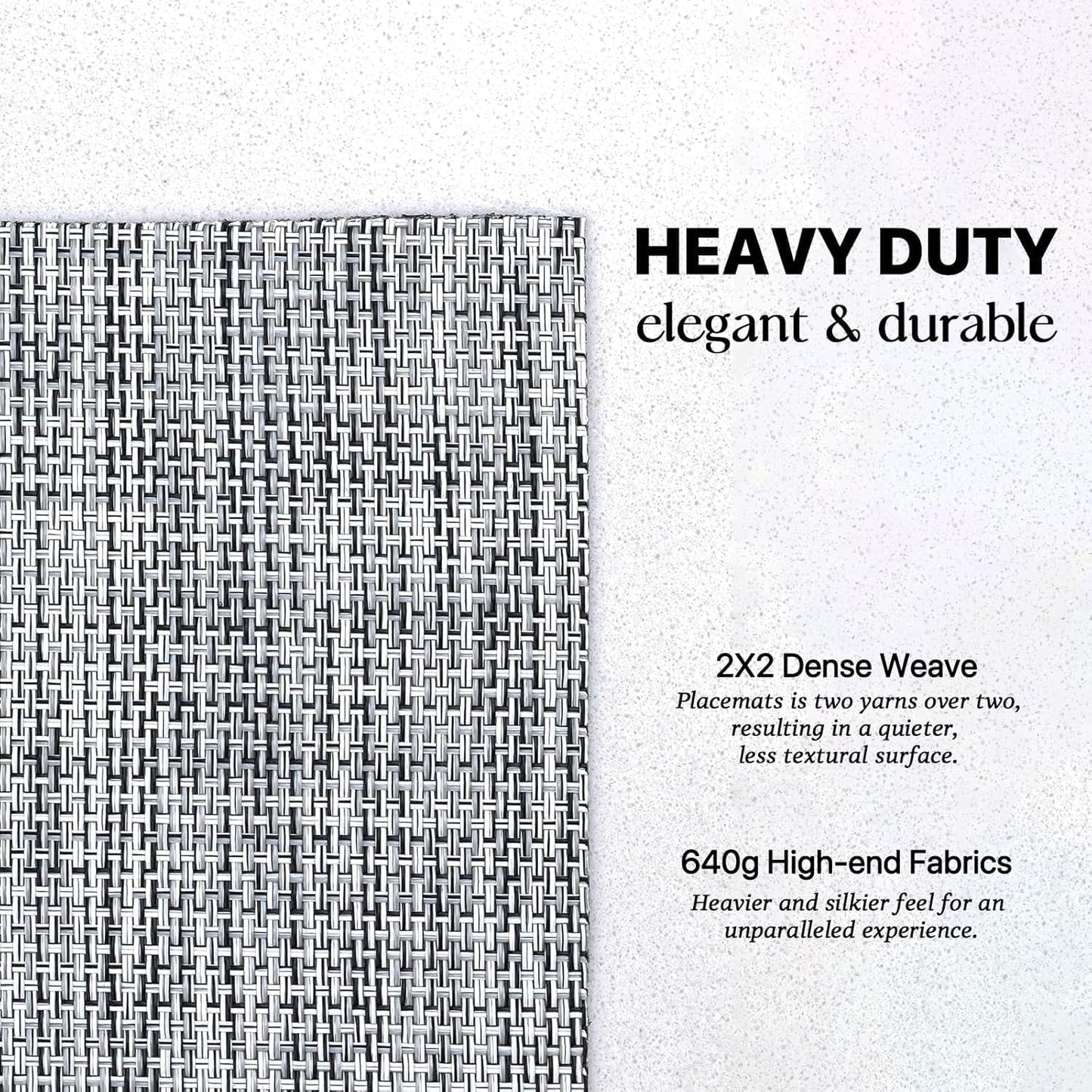 LEXMORE Placemats Set of 8 Vinyl/Plastic Woven Place Mats for Kitchen Table Indoor/Outdoor Washable Placemat Wipeable Dining Table Mats(A-Gray)