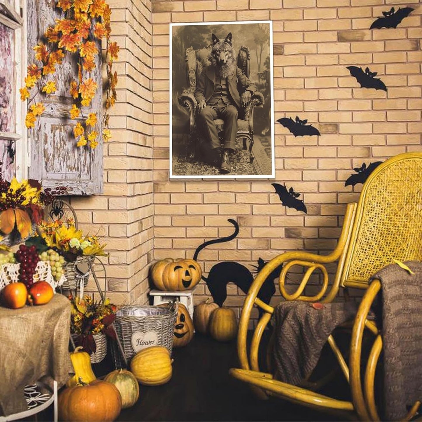 Werewolf Vintage Shoot Art Poster Print Canvas Wall Art Ideal for Dark Academia Gothic Occult Decor Living Room Bedroom Office Posters Decorations Creepy Picture 12X16inch Unframed