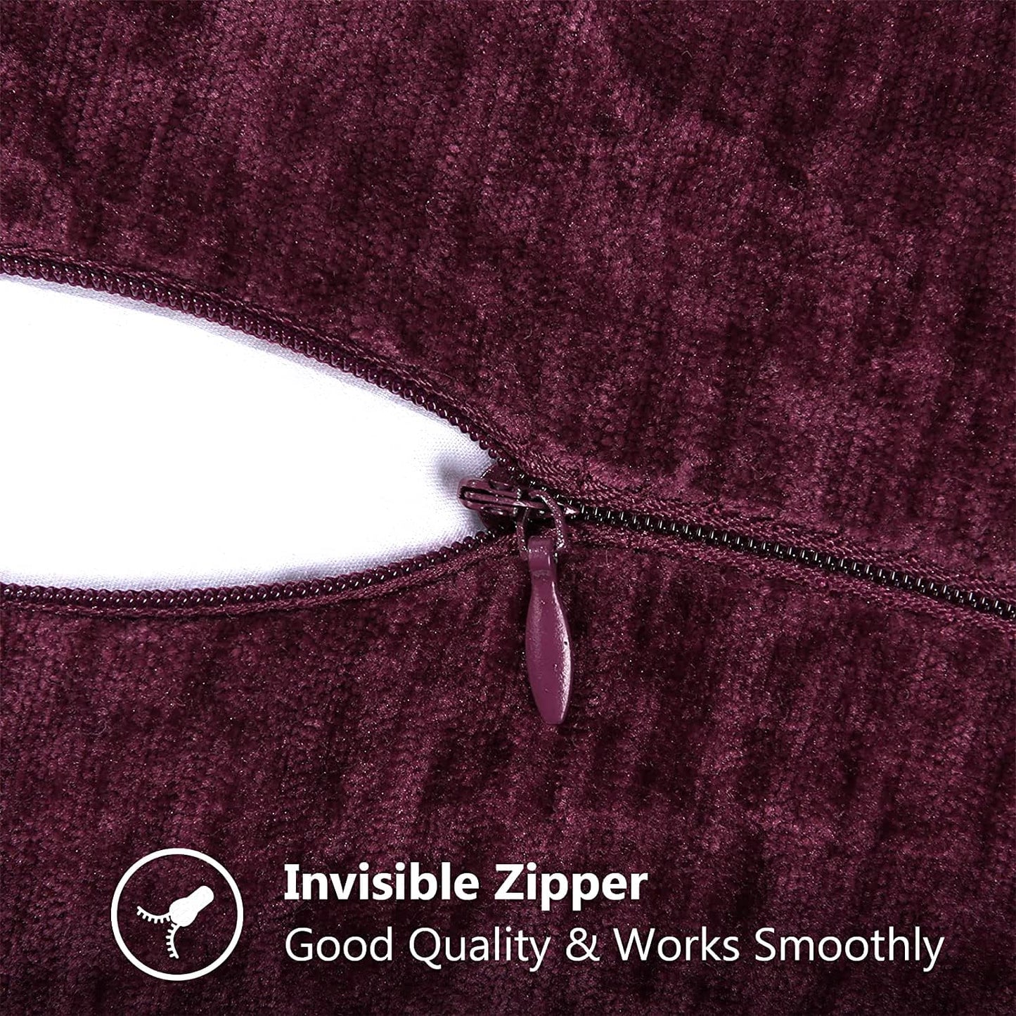 decorUhome Chenille Soft Throw Pillow Covers 24x24 Set of 2, Farmhouse Velvet Neutral Decorative Euro Pillow Covers with Stitched Edge for Couch Sofa Bed Home Decor, Rhododendron