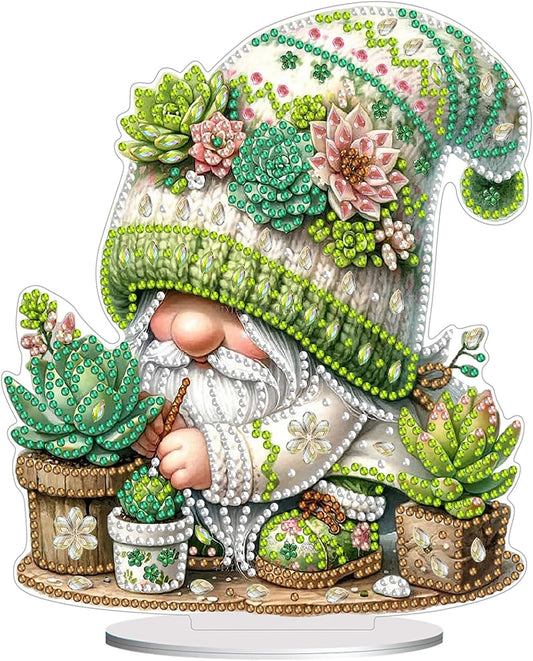 Diamond Painting Kits for Adults Beginners, 5D Full Drill Dwarf Succulents Crystal Art Desktop Ornament, DIY Single Sided Home Office Desk Decor, Creative Craft Gift Set with Tools