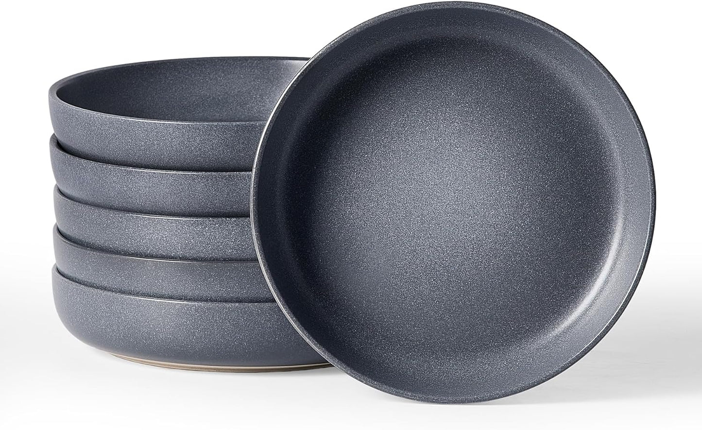 famiware Milkyway 33 oz Bowl Set, Pasta Bowls Set of 6, Salad Bowls Perfect for Your Friend for Housewarming, Thanksgiving, Christmas, Matte Dark Charcoal