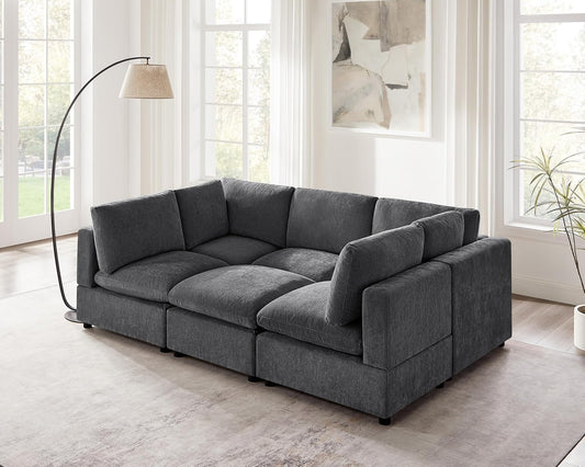 Modular Sectional Sofa, Convertible Sofa Couch Modular Sofa with Ottoman, Sectional Sofas for Living Room Small Apartments
