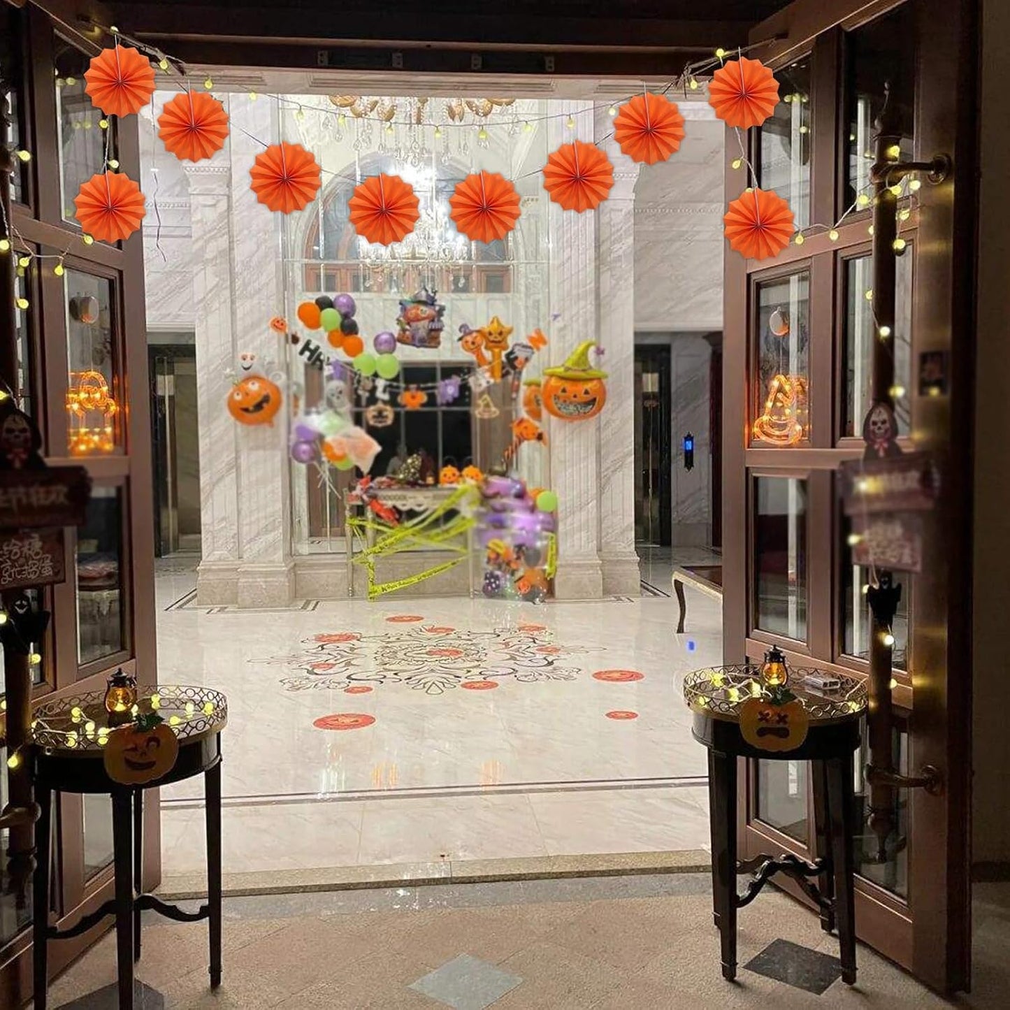 Orange Birthday Party Decorations,DIY Orange Paper Fans Hanging Decoration,8in Halloween Paper Fans,Halloween Decor,Fox Birthday Decorations Events Accessories 30 Color DIY Set (Orange)