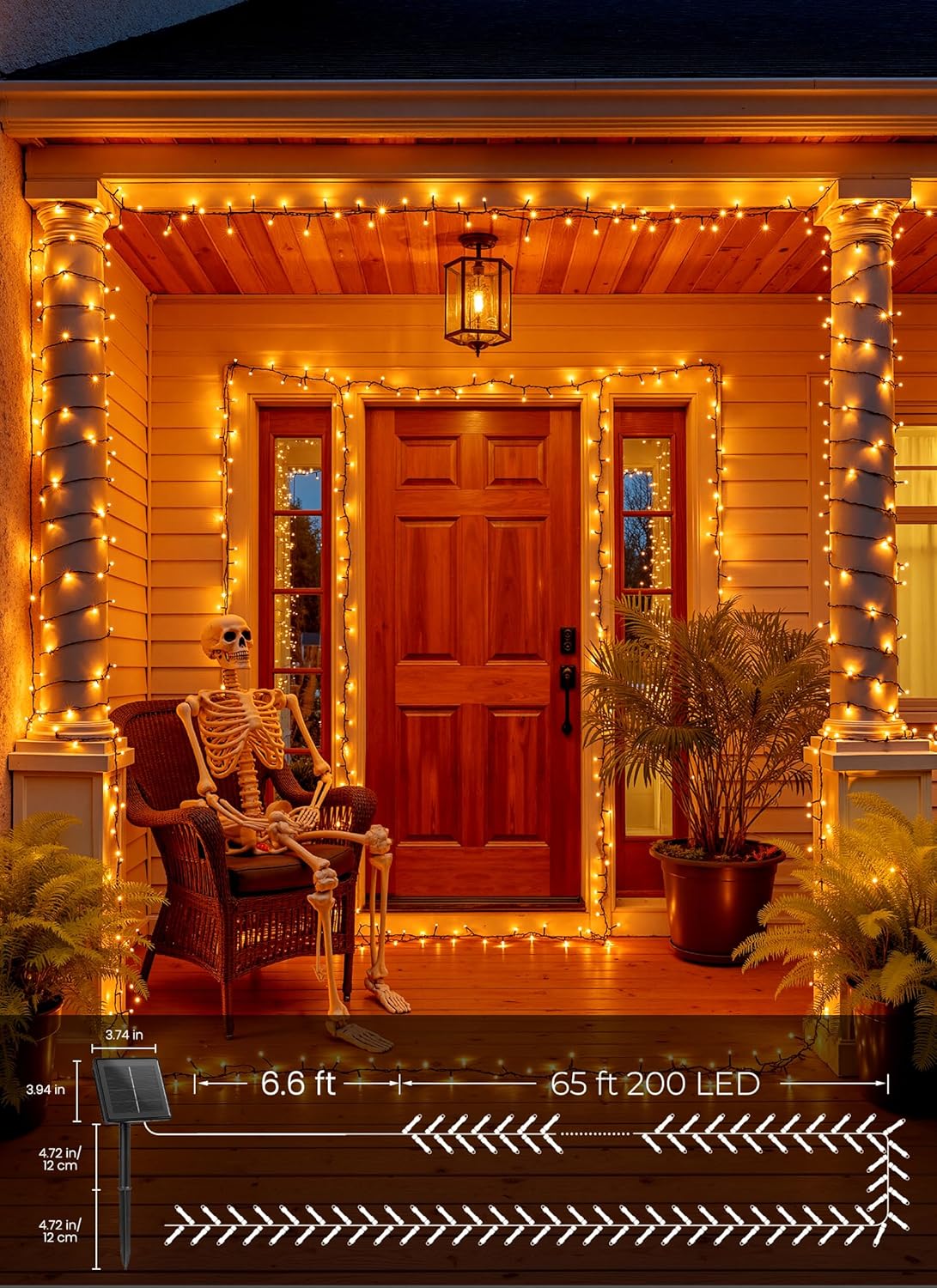 Brightown 2 Pack Halloween Solar String Lights Outdoor, Total 144Ft 400 LED Twinkle Fairy Lights Waterproof with 8 Modes Auto On/Off for Patio Tree Garden Party Home Decorations (Orange)