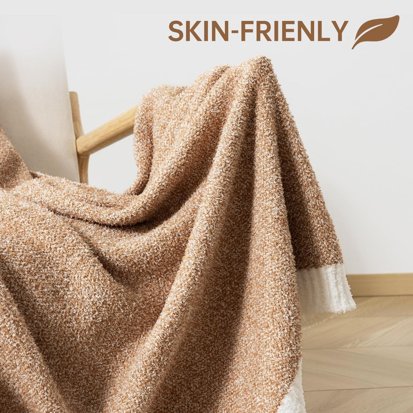 LURKA Fine Knit Throw Blanket - Super Soft Breathable Lightweight Blanket for Couch Bed Sofa (Camel, Throw(50"x 60"))