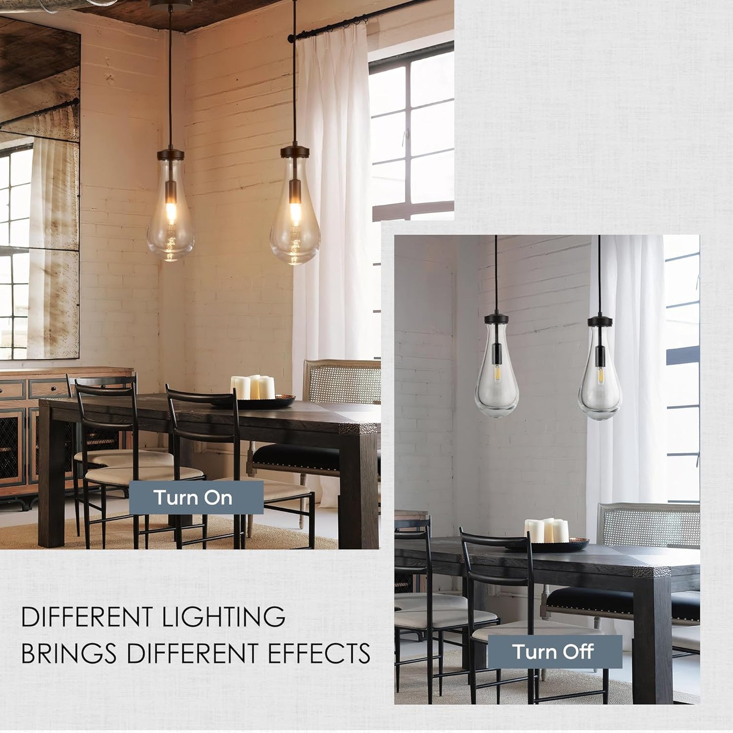 Raindrop Pendant Light, Black Glass Pendant Lighting, Hand Blown Teardrops Modern Hanging Light for Entryway Foyer Stairway Kitchen Island Bedroom Dining Living Room Hallway