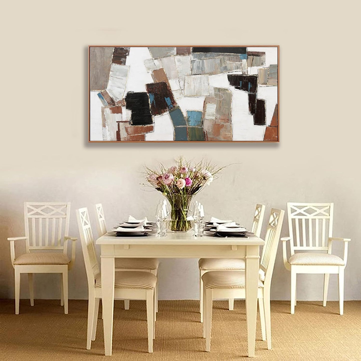 Wall Art Pictures For Wall Canvas Modern And Minimalist Wall Art 29"X58" Framed Wall Decor Artwork Painting Natural Wall Minimalist Geometric Line Art Decorations For Dinning Room Bedroom Home Office Kitchen