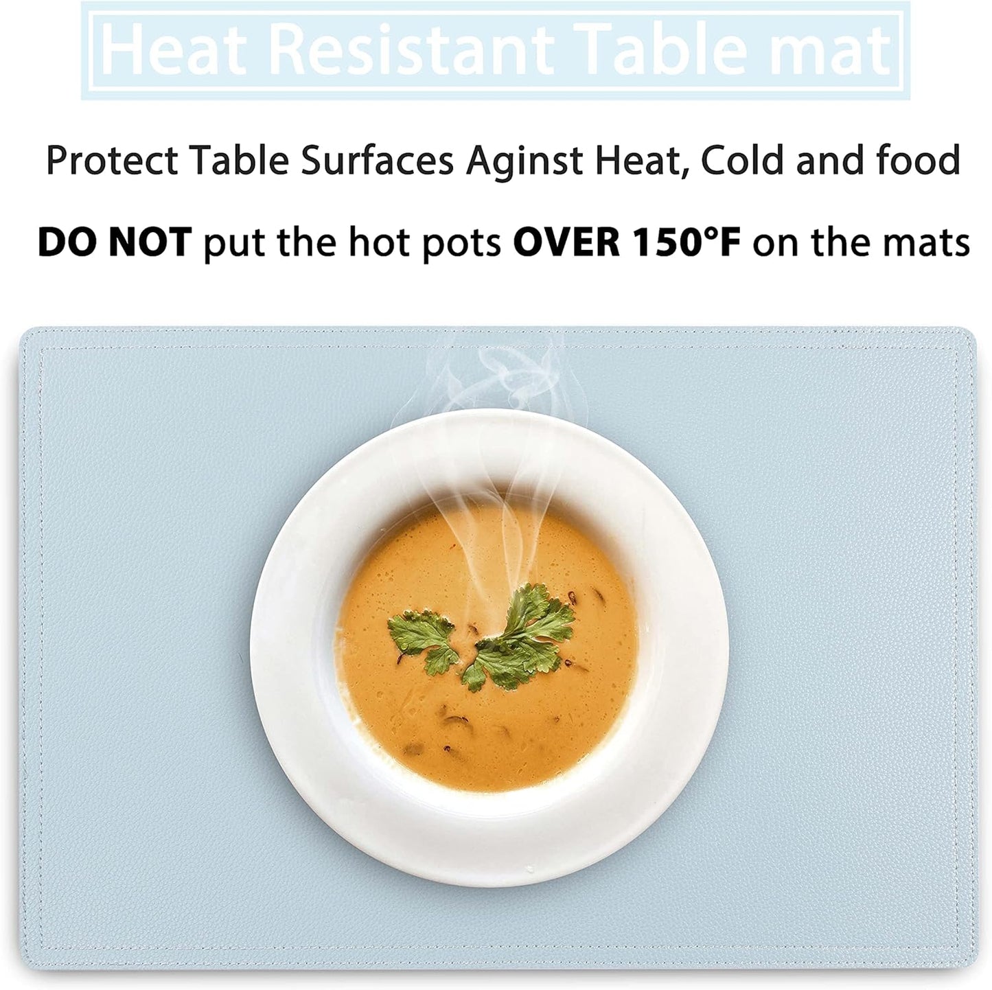 Set of 8 Faux Leather Placemats, PU Table Mats, Waterproof, Stain Resistant, Heat Resistant, Non-Slip Easy to Clean for Kitchen, Dining, Conference Tables