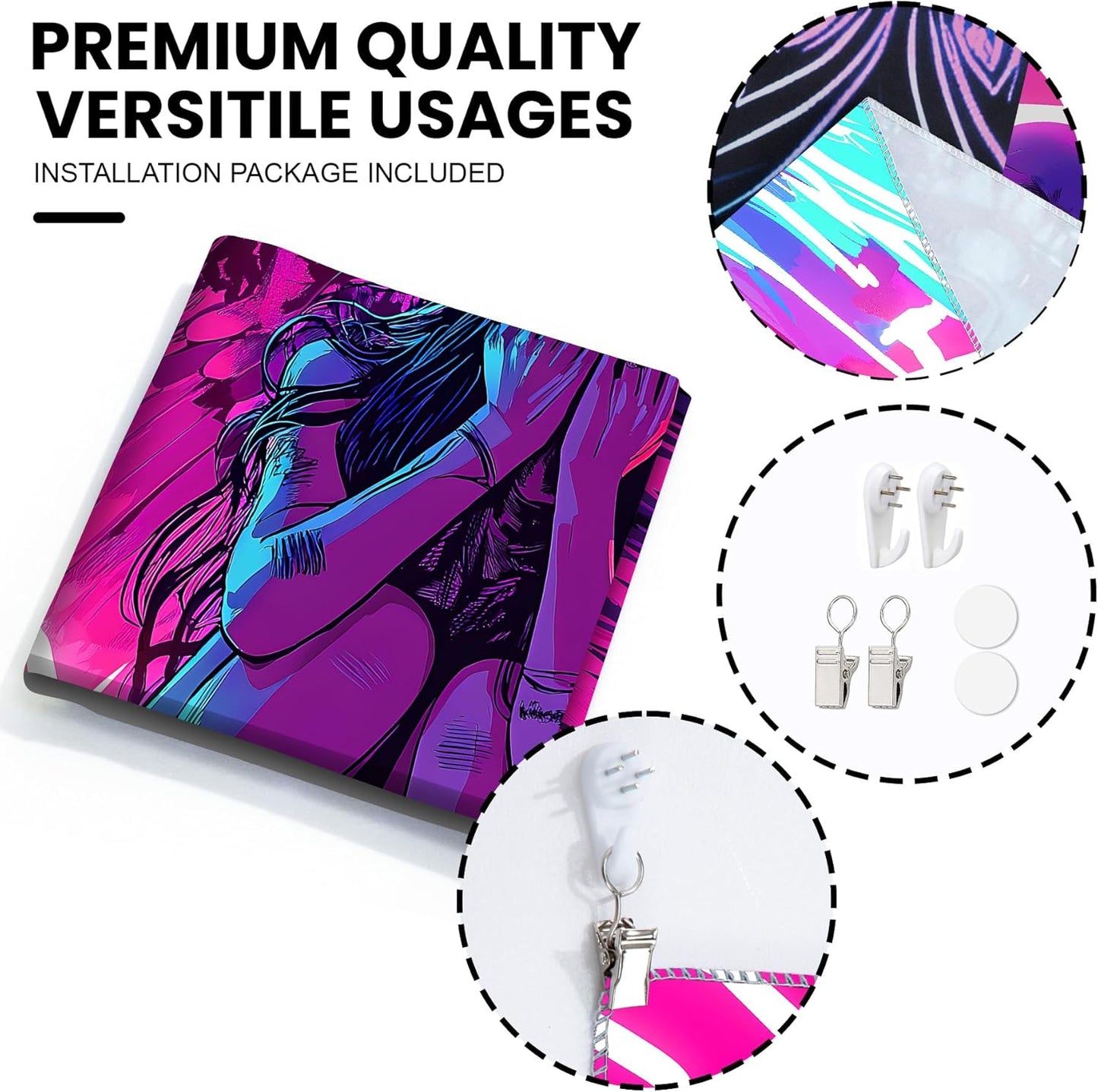 Blacklight Tapestry,WingTapestry Glow In The Dark,UV Reactive Black Light Upright Posters Wall Hanging for Bedroom Dorm Living Room Backdrop Decor (wing5, 79L" x 59W")