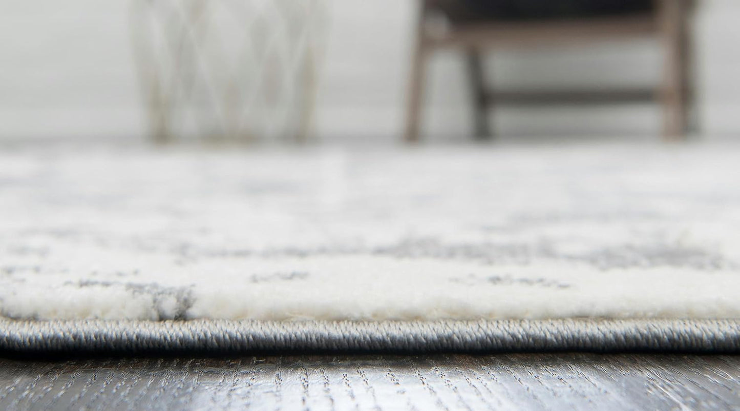 Unique Loom Rosso Collection Vintage, Geometric, Bohemian, Traditional, Distressed, Southwestern Area Rug, Rectangular 8' 0" x 10' 0", Light Gray/Ivory