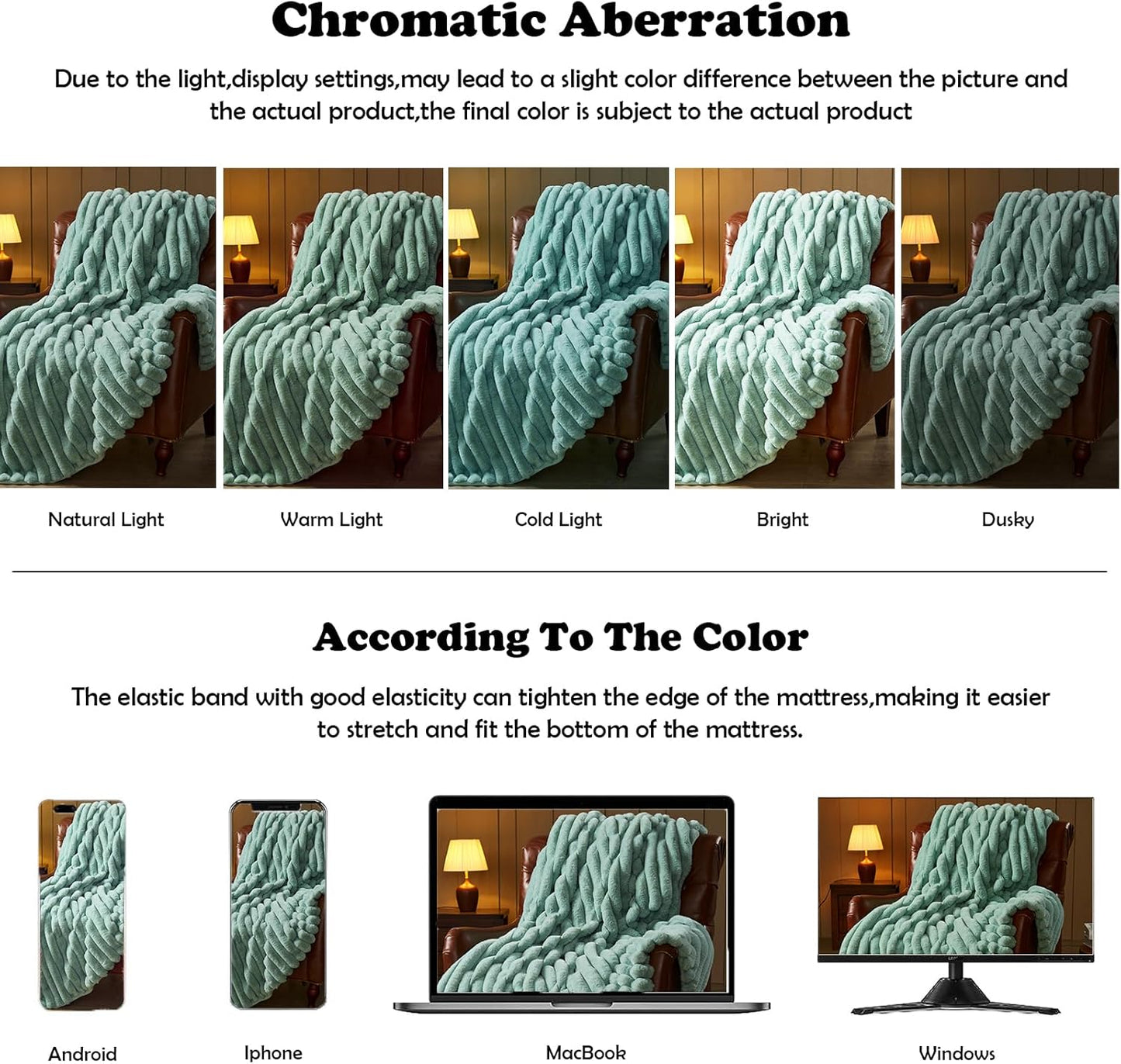 NEWCOSPLAY Faux Fur Throw Blanket New Sage Green 3D Ribbed Plush Thick Warm Blanket for Couch Sofa Bed 850GSM (New Sage Green Ribbed, Throw(50"x60"))